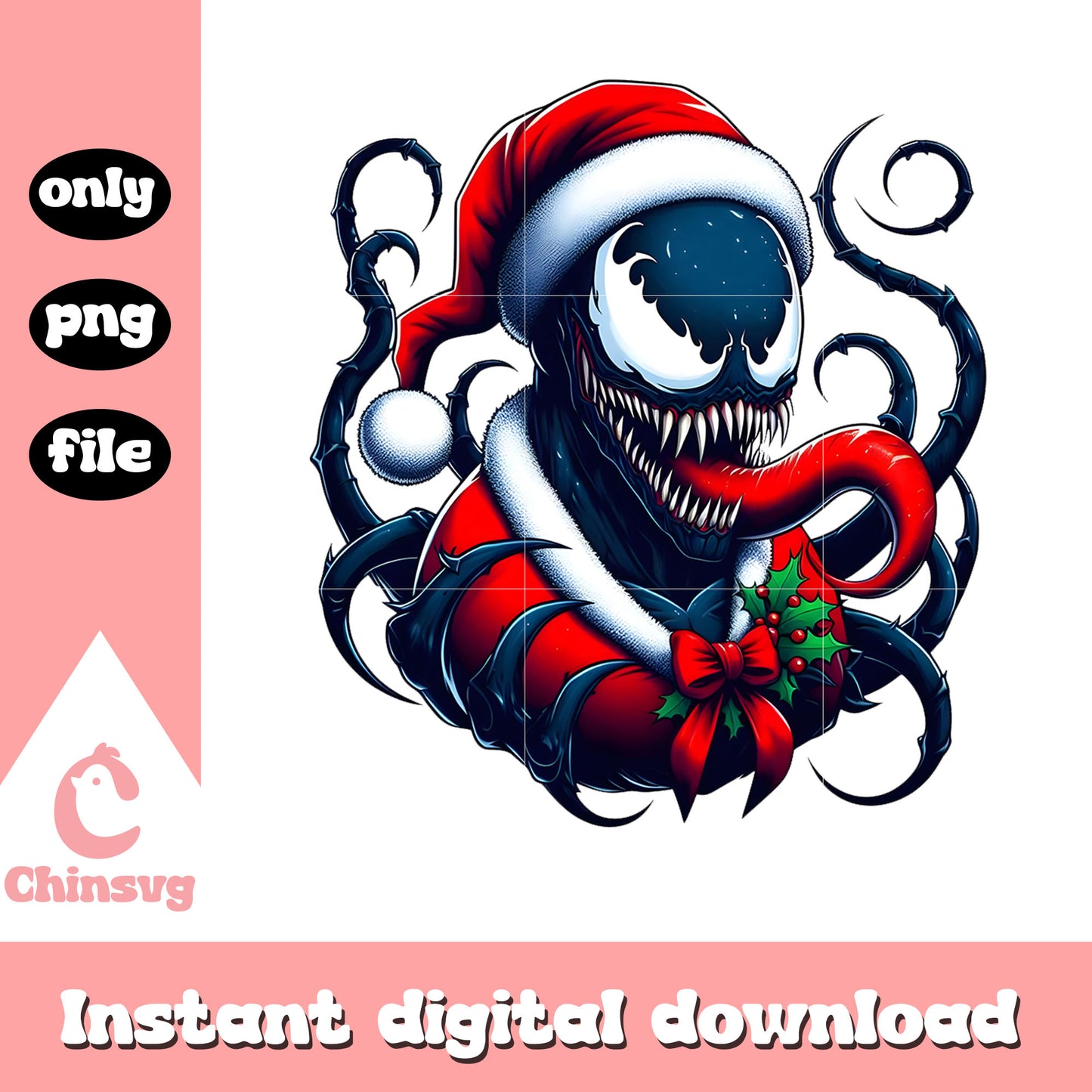 Horror venom santa hat design png, best christmas movies png