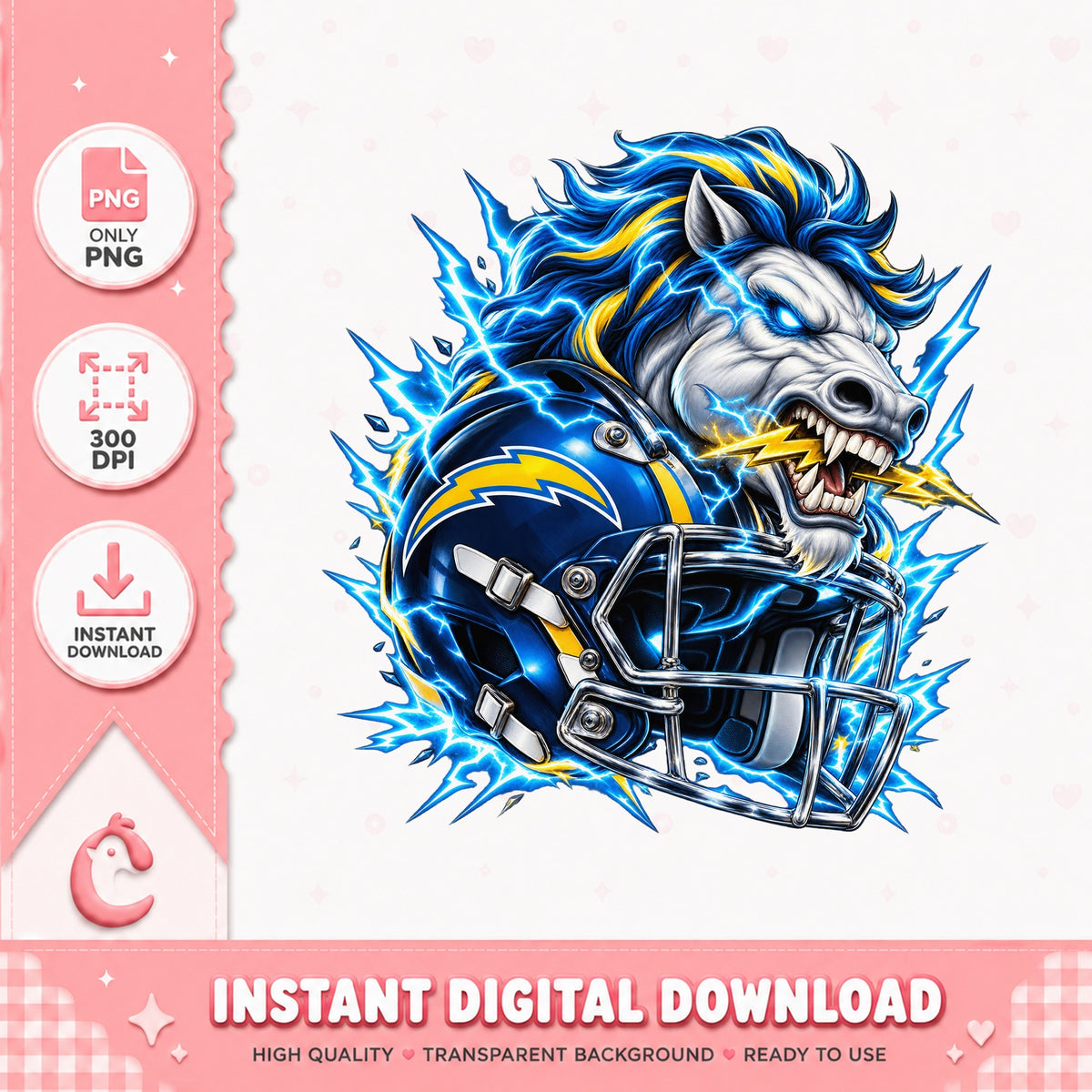 Horse Football Mascot PNG, Sports Team Clipart, Instant Download PNG