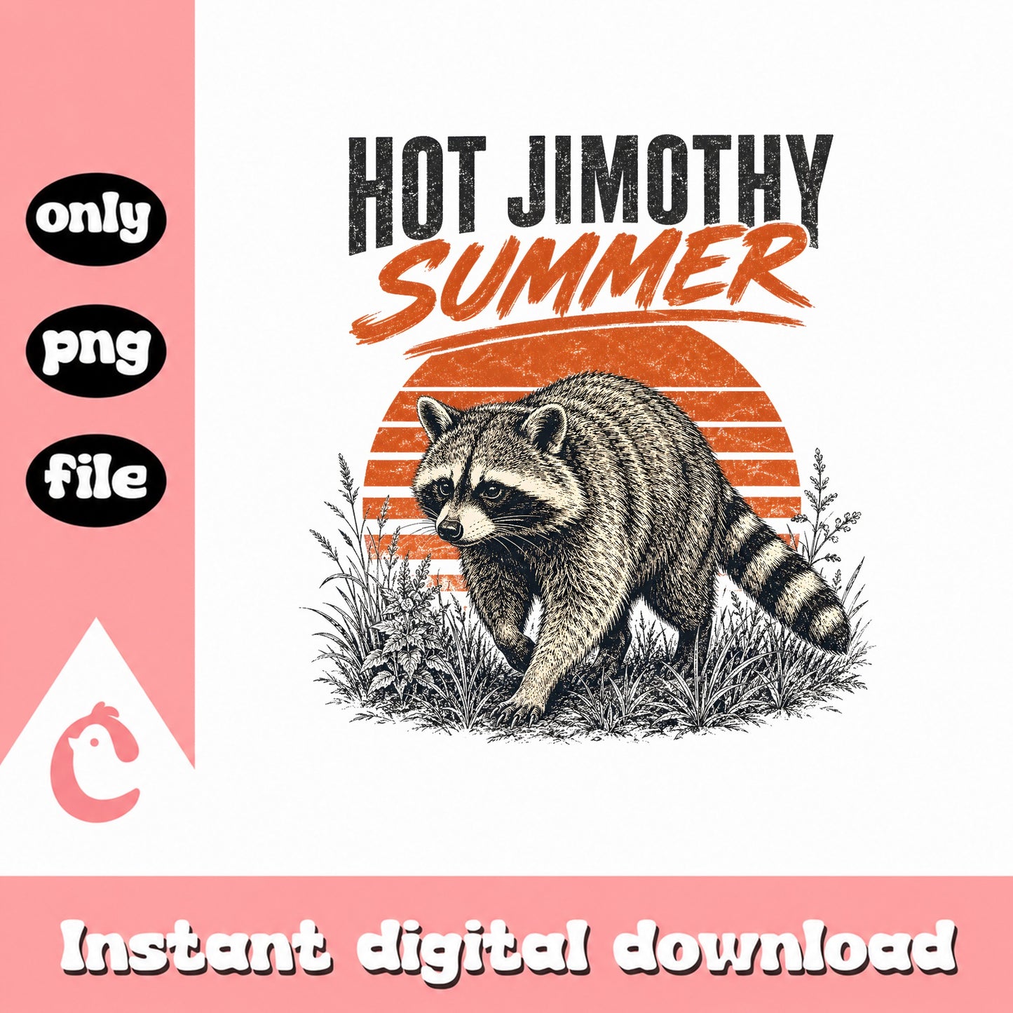 Hot Jimothy Summer Raccoon SVG, Retro Sunset SVG, PNG File