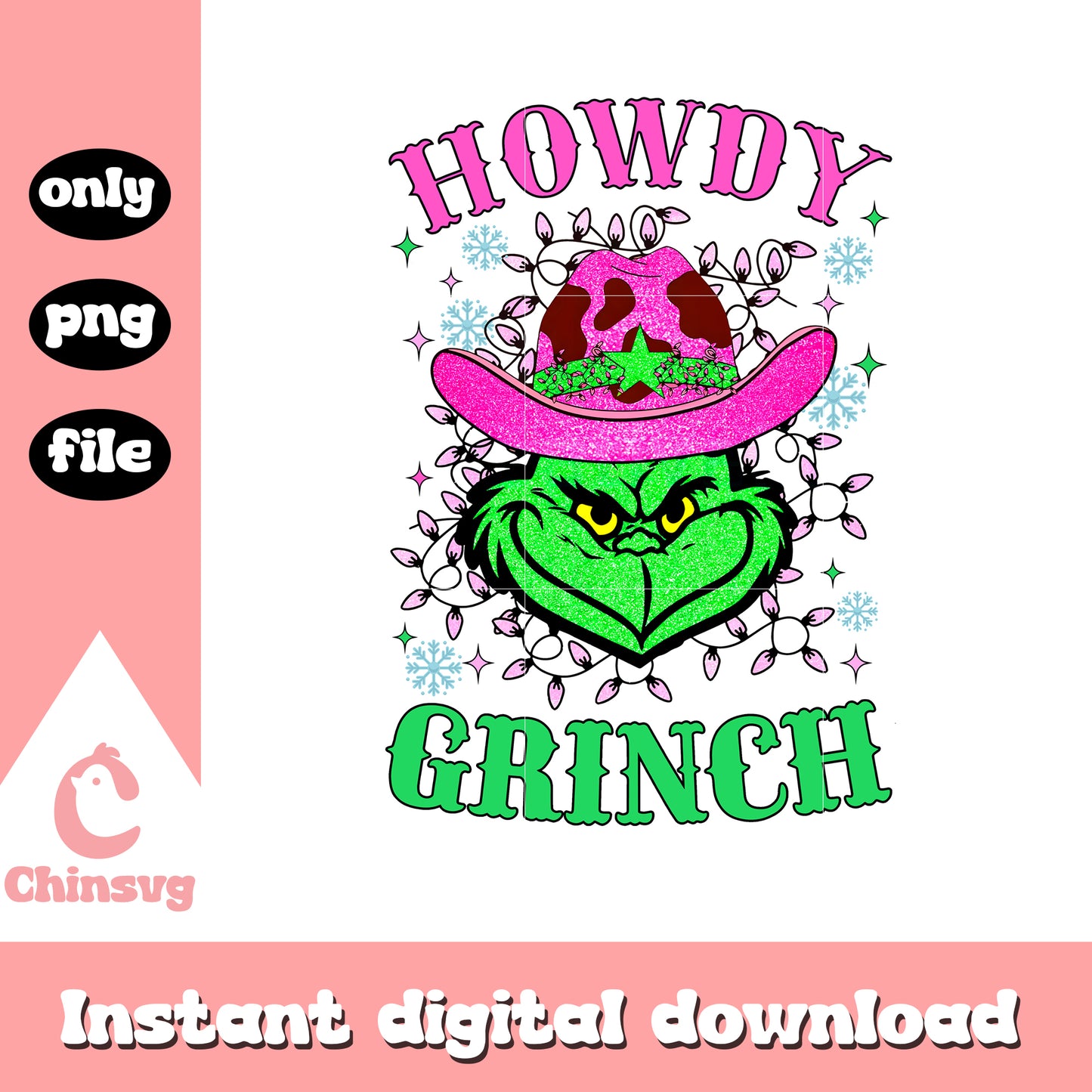 Howdy grinch cowboys design png, grinch cowboy png, grinch face clipart