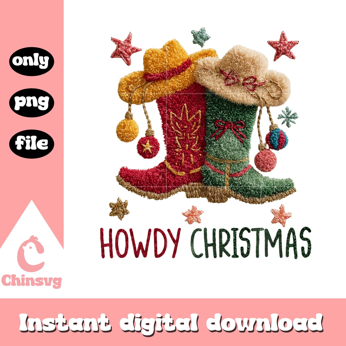 Howdy christmas cowboy shoe patchwork png, christmas cowboy png