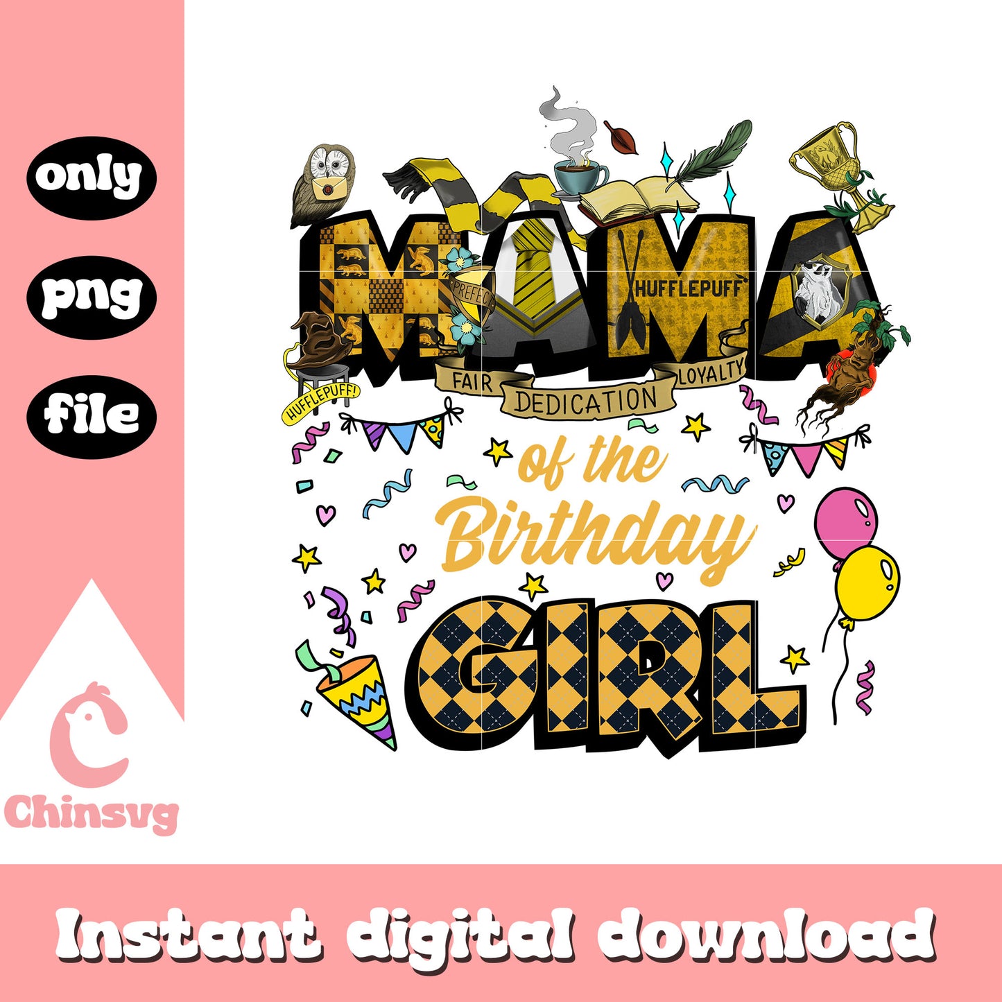 Hufflepuff mama birthday girl png, birthday girl png, hufflepuff png