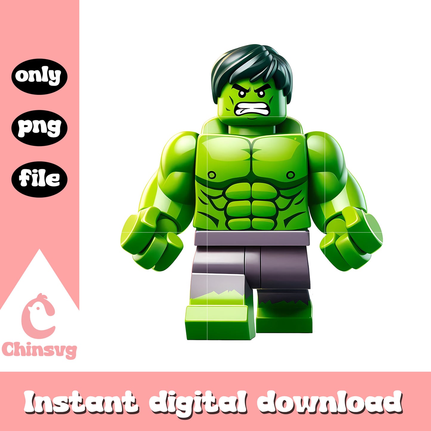 Hulk character lego minifigures design png, lego marvel superheroes png