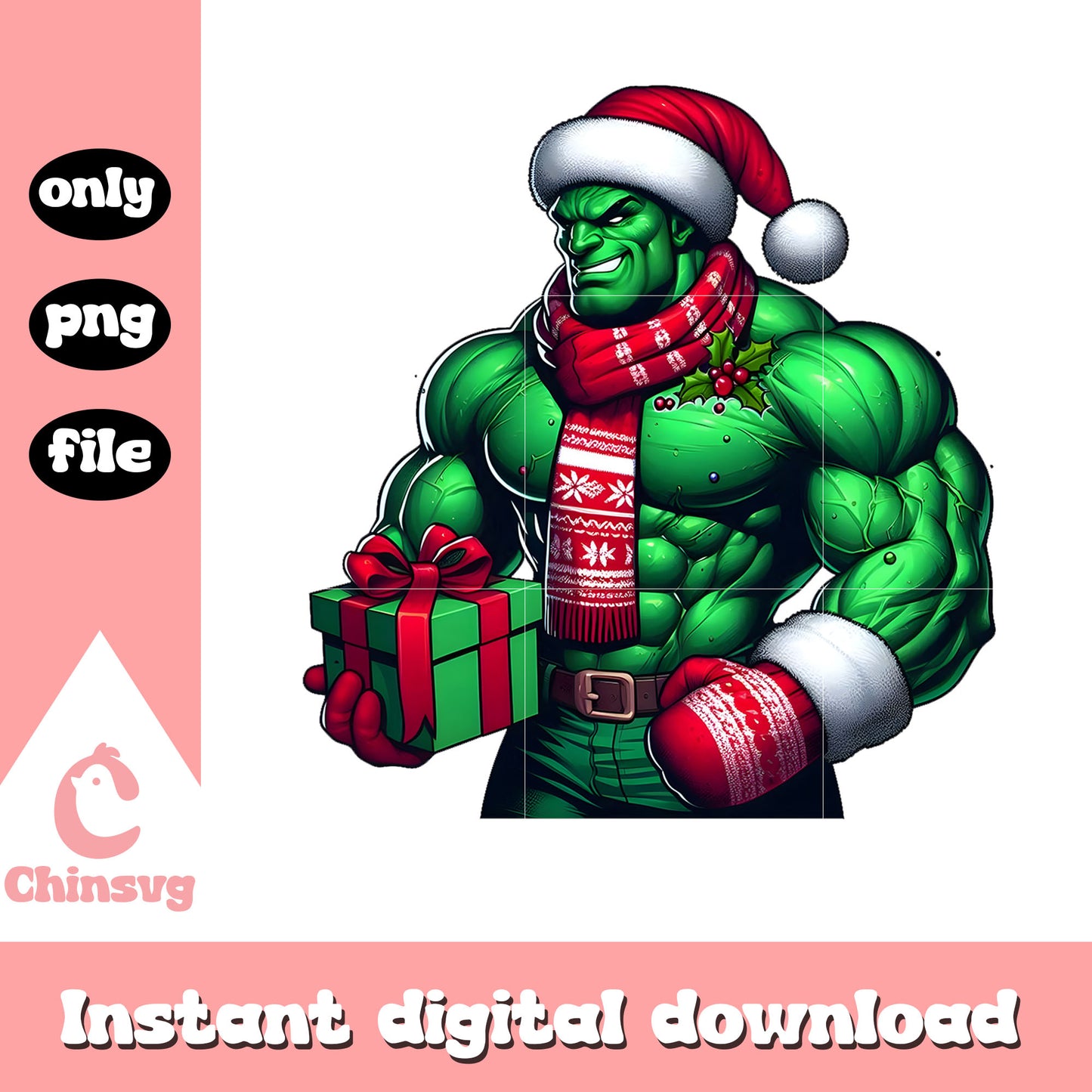 Hulk character with christmas gift box png, hulk cartoon png