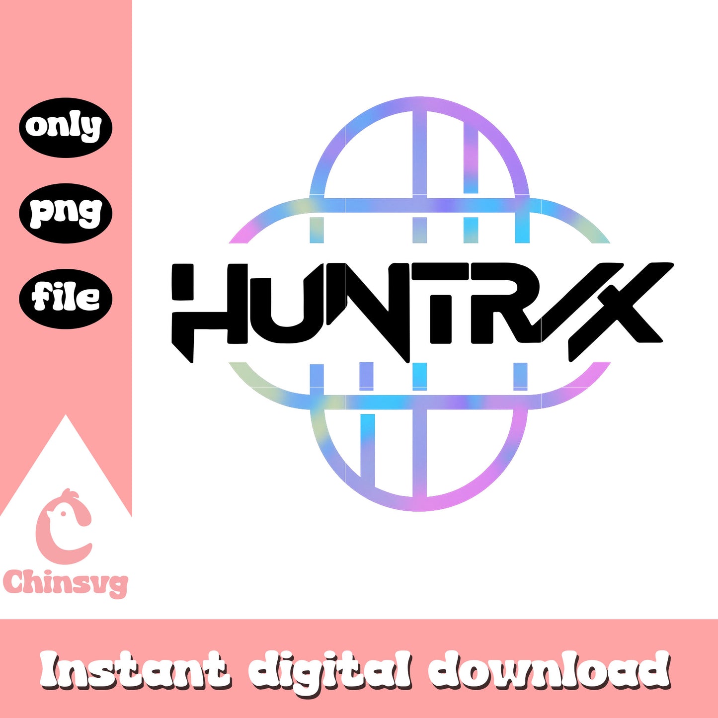Huntrix band logo hologram design png, kpop band logo png