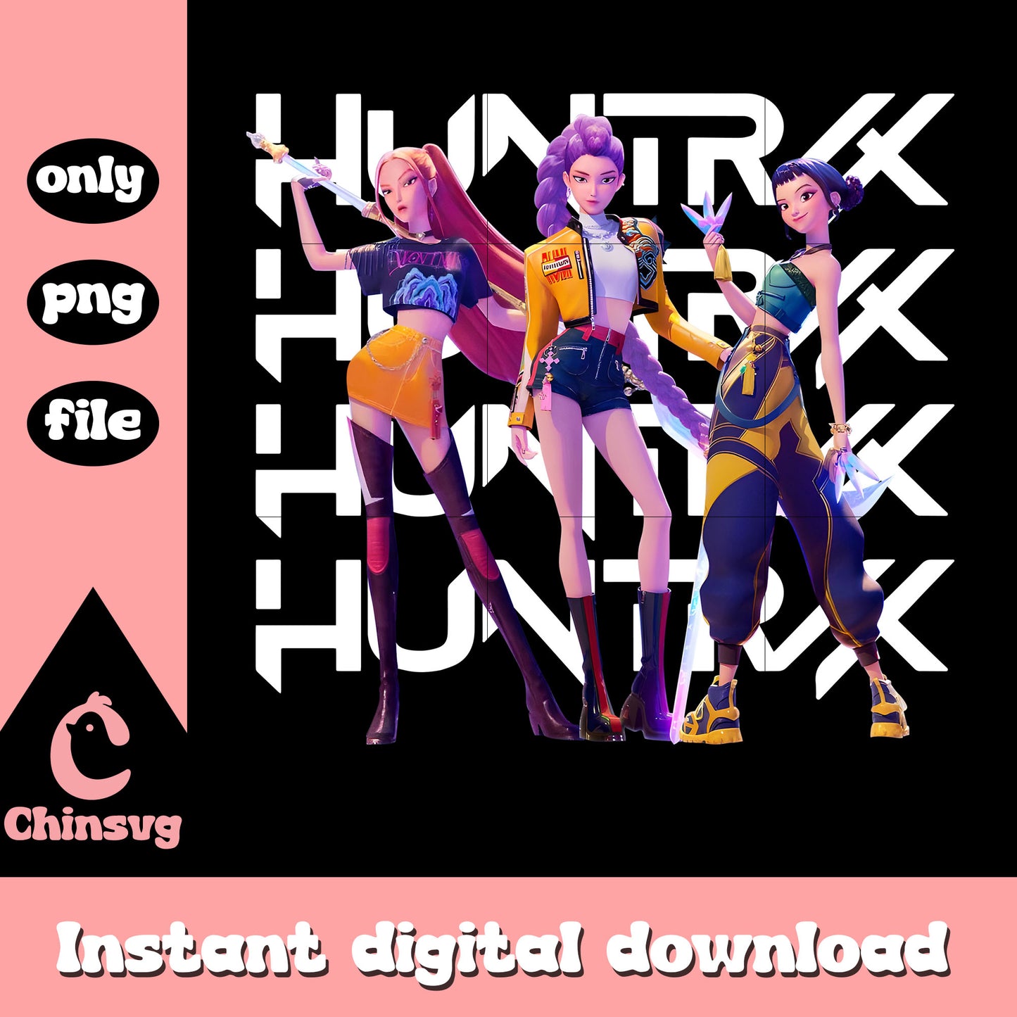 Huntrix band members design png, huntrix characters png