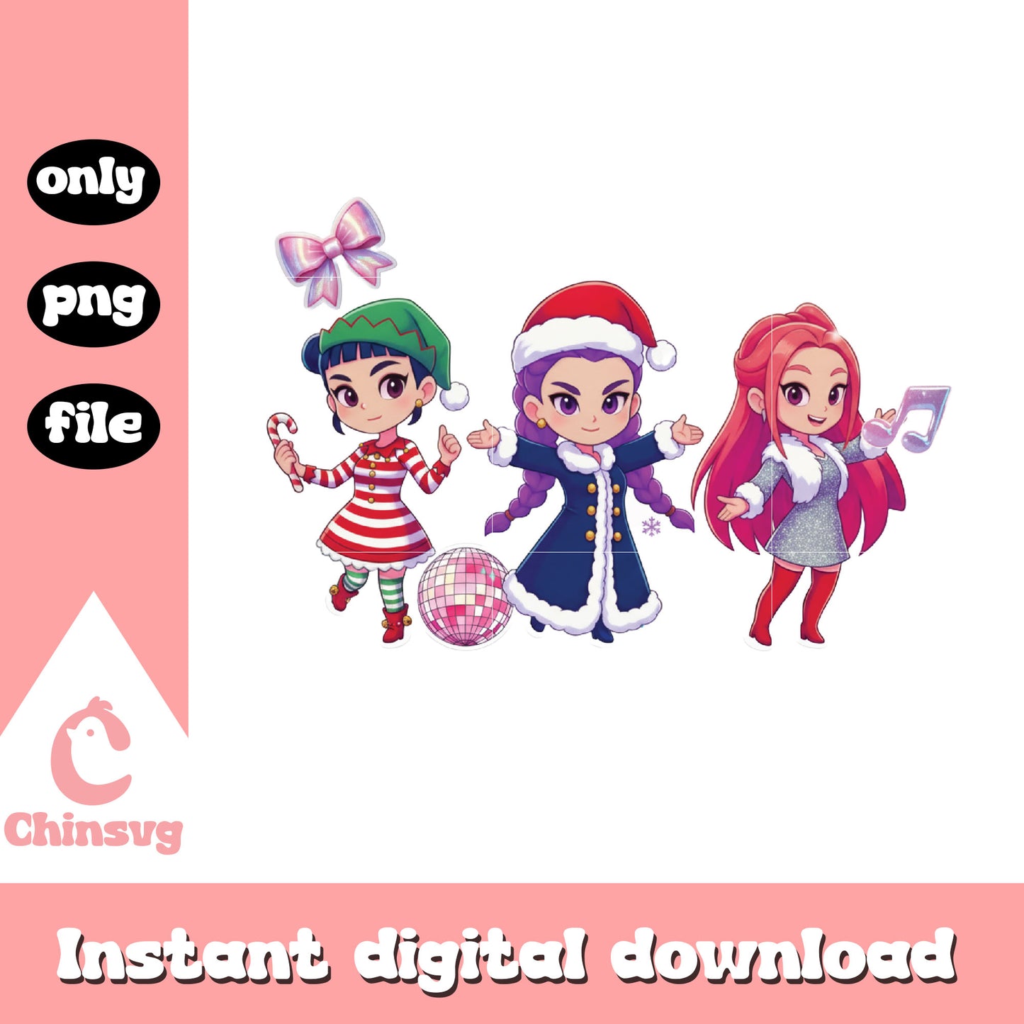 Huntrix christmas spirit png, kpop christmas songs png