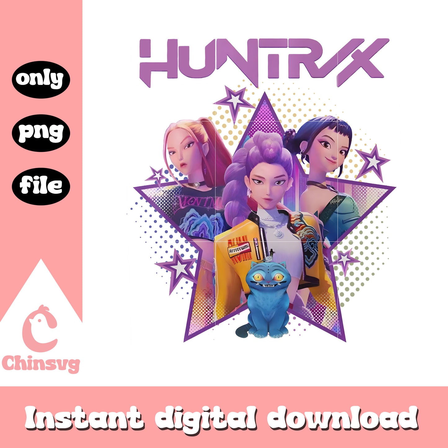 Huntrix denon hunter and derpy tiger png, kpop demon hunters png