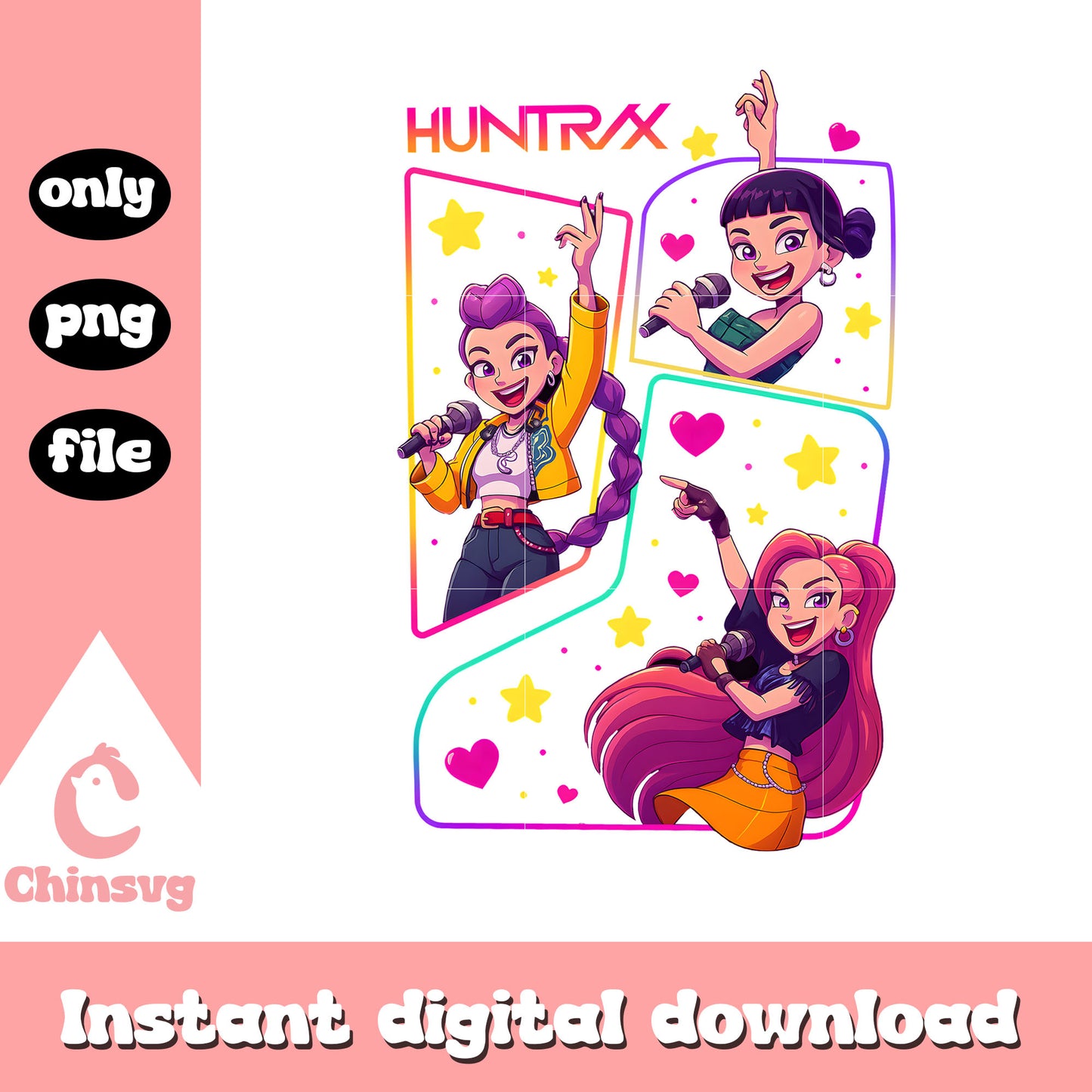 Huntrix kpop demon hunters design png, huntrix demon hunters png
