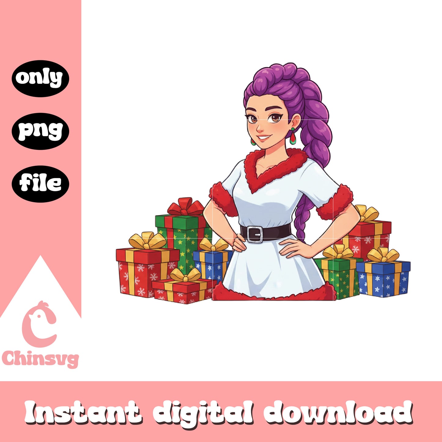 Huntrix rumi christmas day png, kpop christmas gifts png