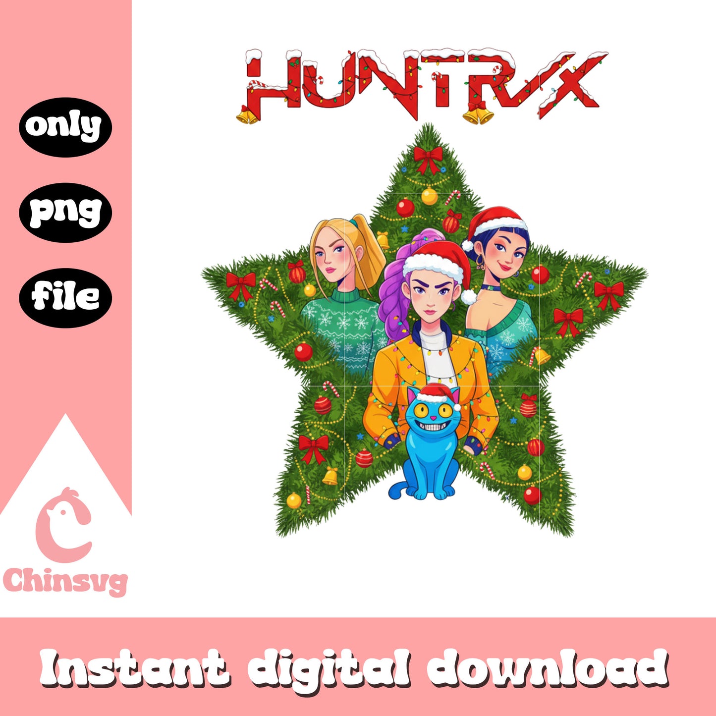 Huntrix star christmas tree design png, christmas tree png