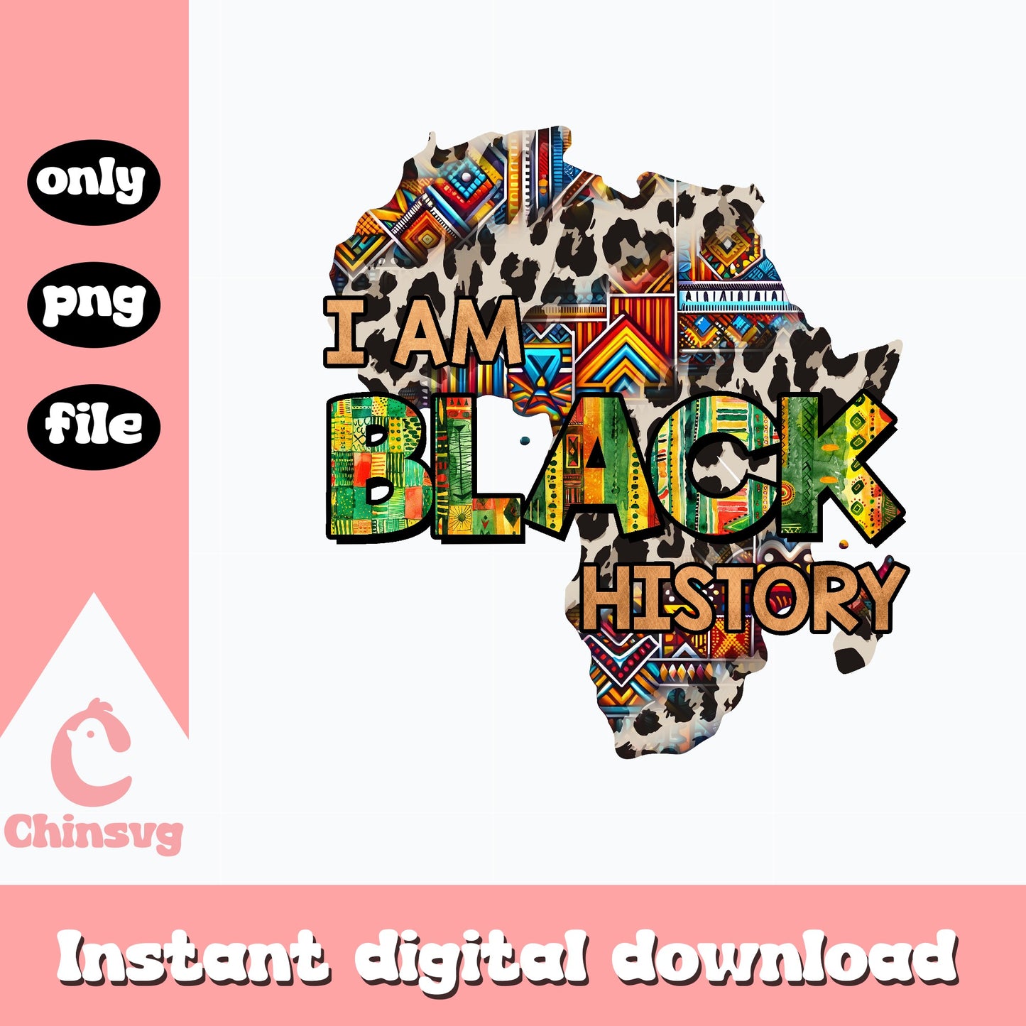 I Am Black History PNG, Black History Month PNG, Africa Map PNG