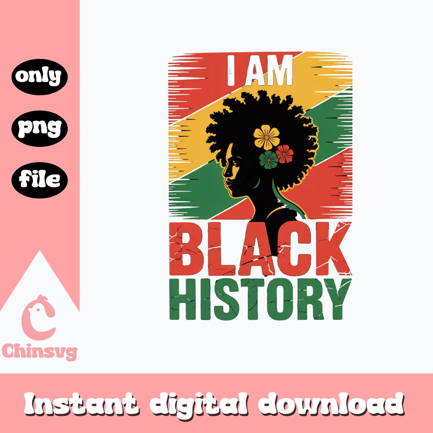 I Am Black History PNG, Black Woman Afro PNG, Black History Month PNG