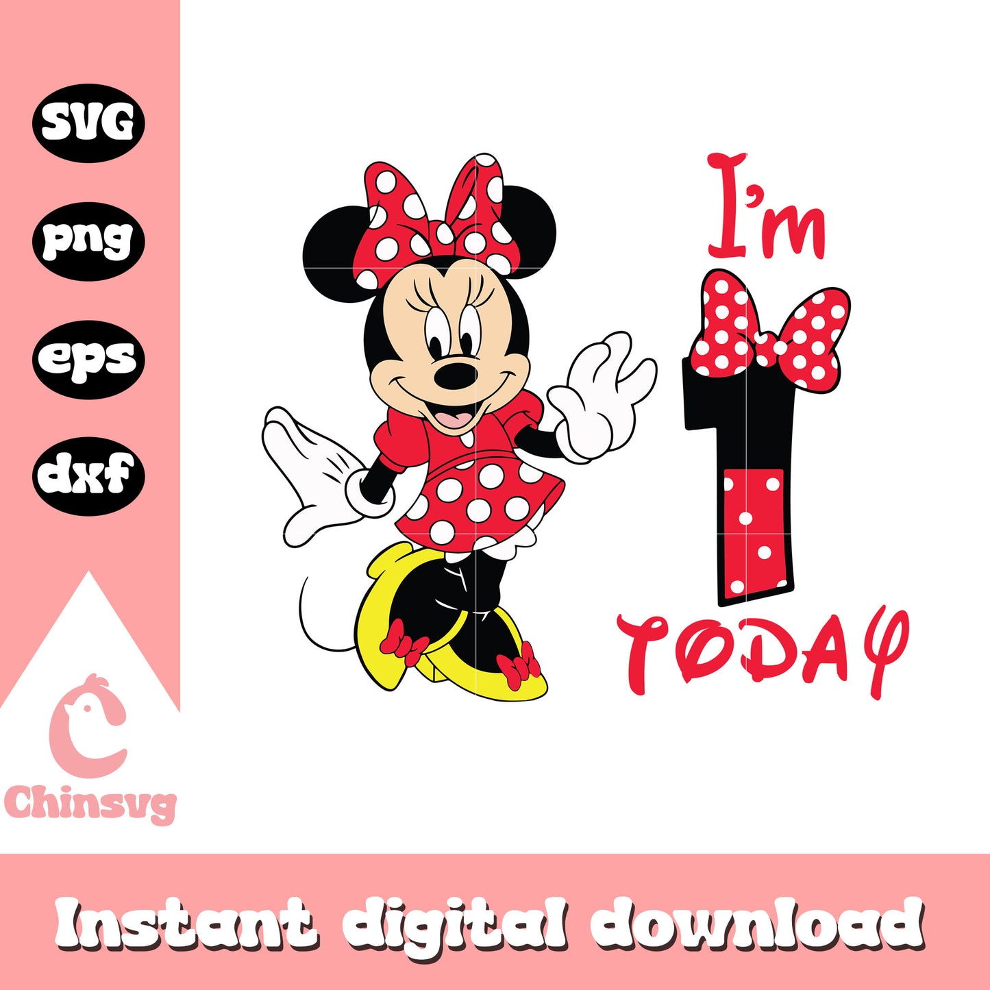 I'm 1st today minnie mouse svg, minnie mouse birthday svg