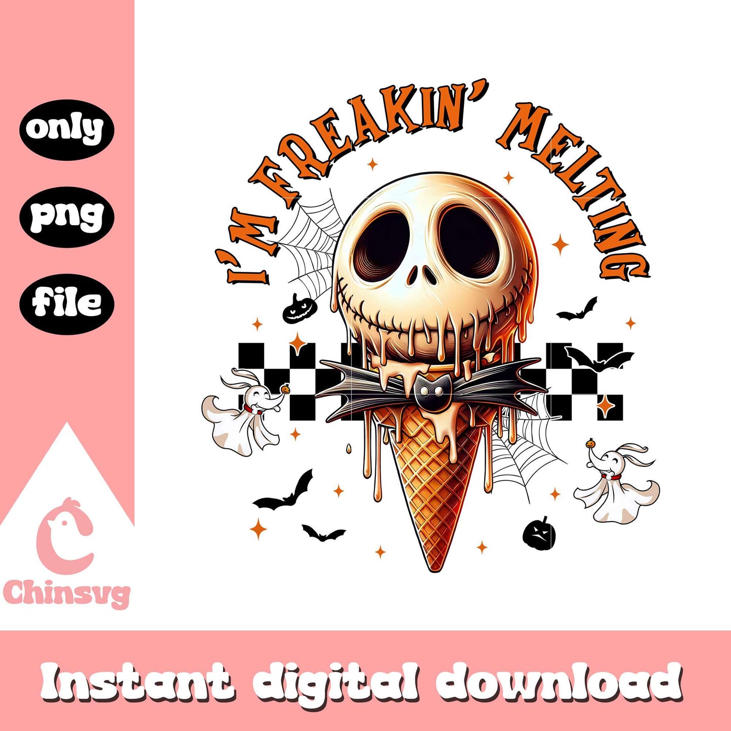 I'm freaking melting ice cream clipart png, jack skellington png