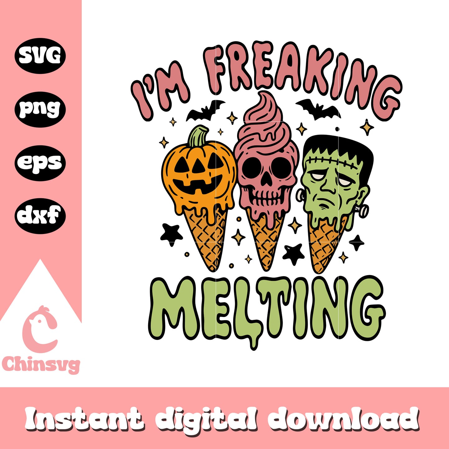 I'm freaking melting ice cream svg, horror ice cream svg, horror halloween svg