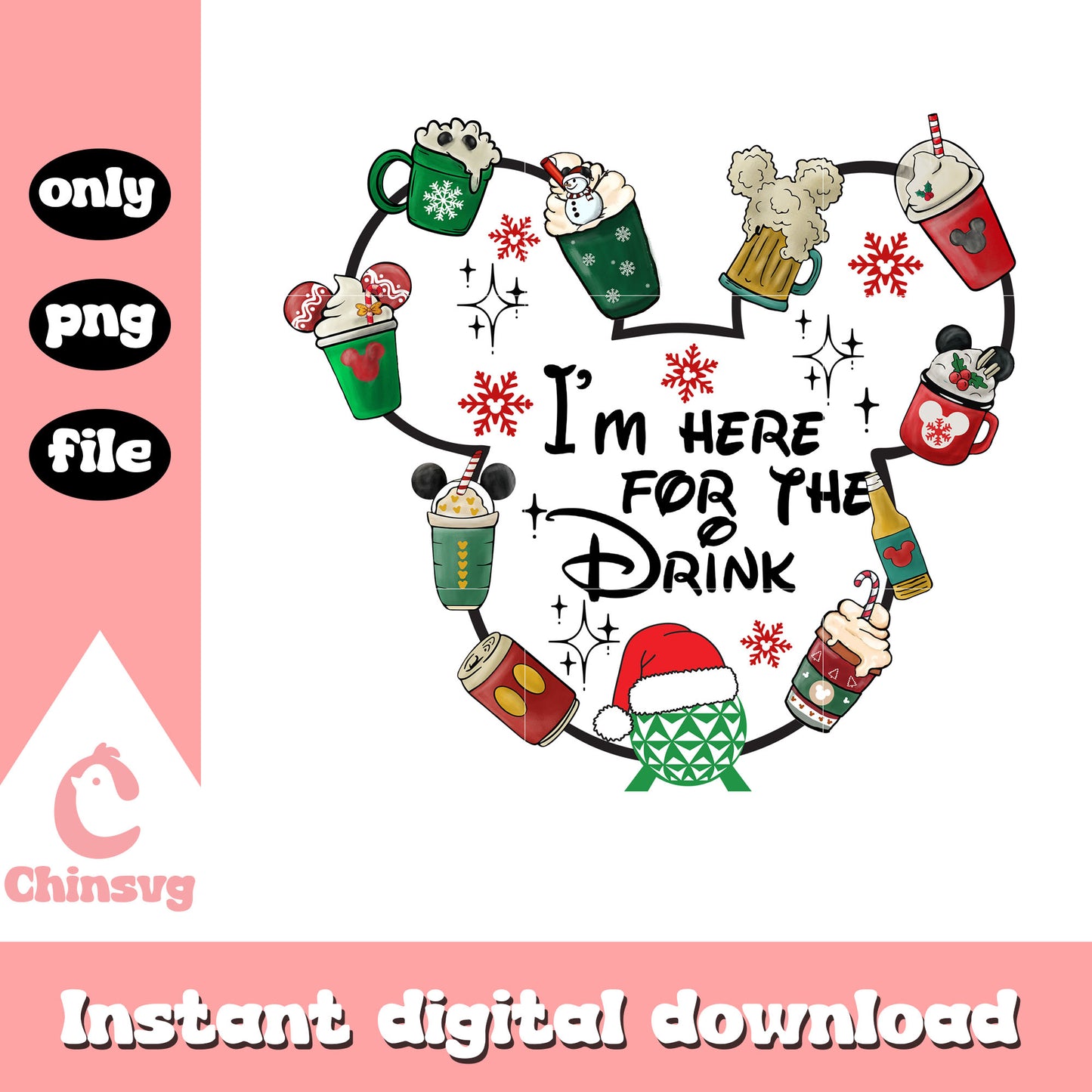 I'm here for the drink christmas day png, christmas drinks png
