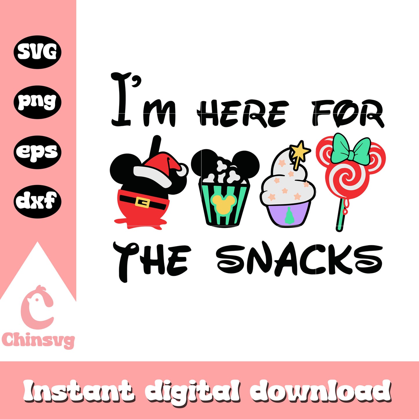 I'm just here for the snacks christmas svg, disney snacks svg