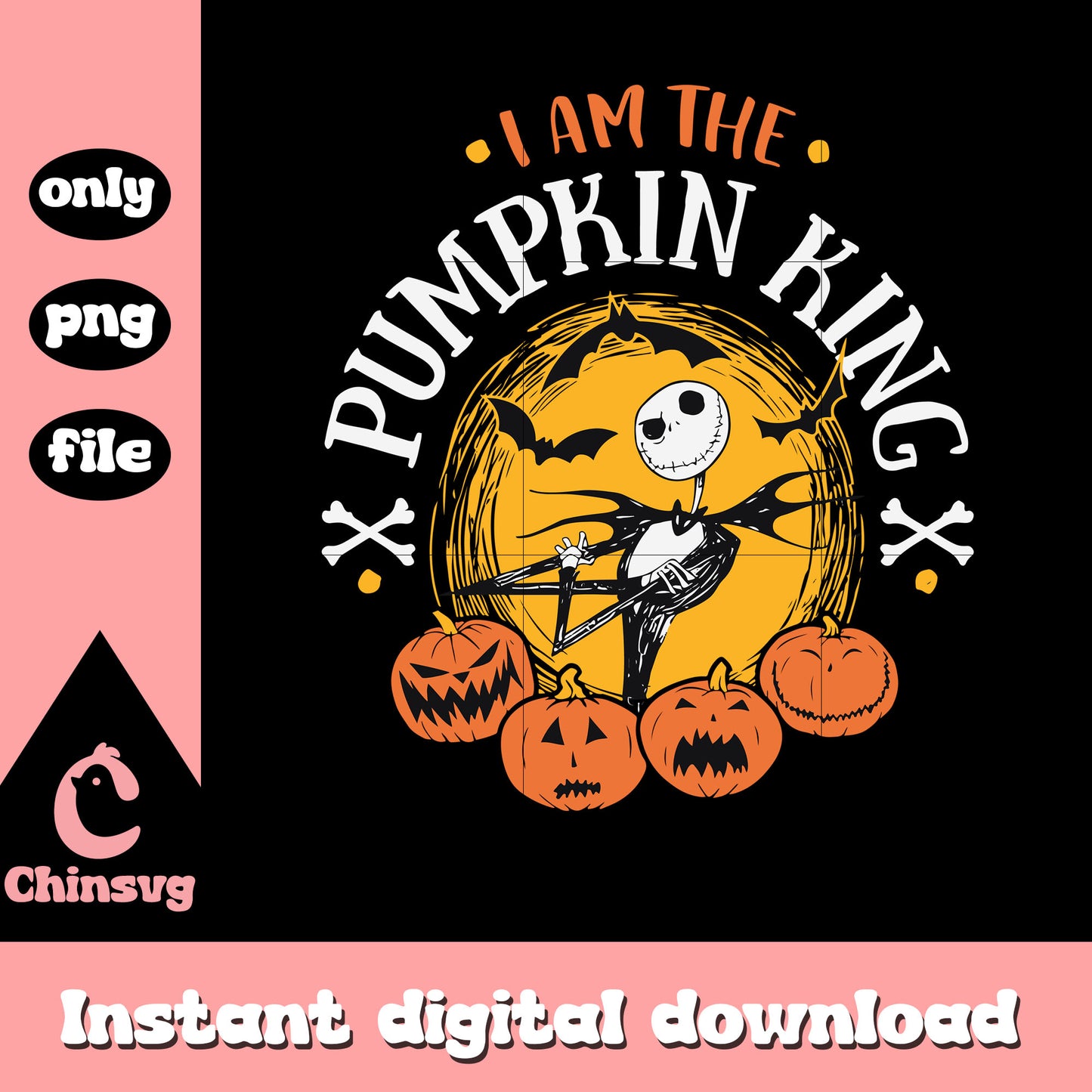 I am the pumpkin king jack png, jack skellington pumpkin king png