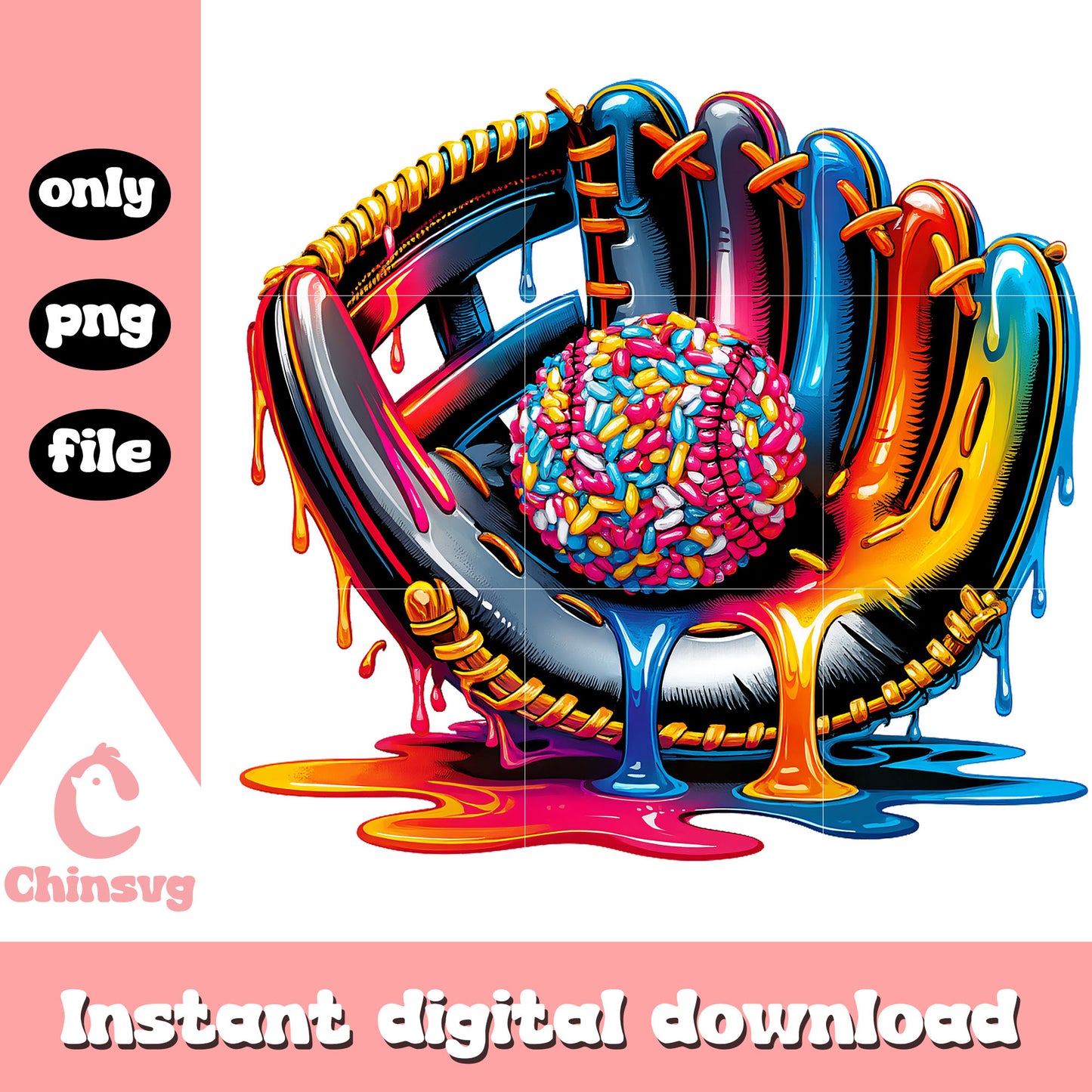 Ice cream drip baseball stuff design png, baseball gloves png