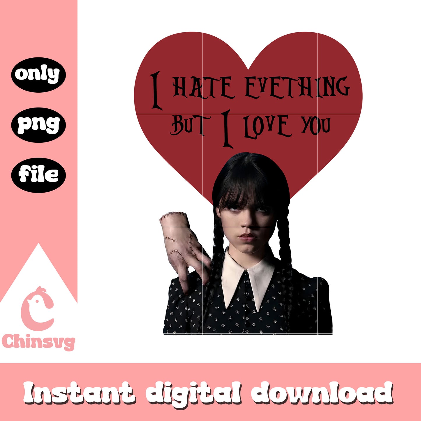 I hate everything but i love you png, wednesday addams character png