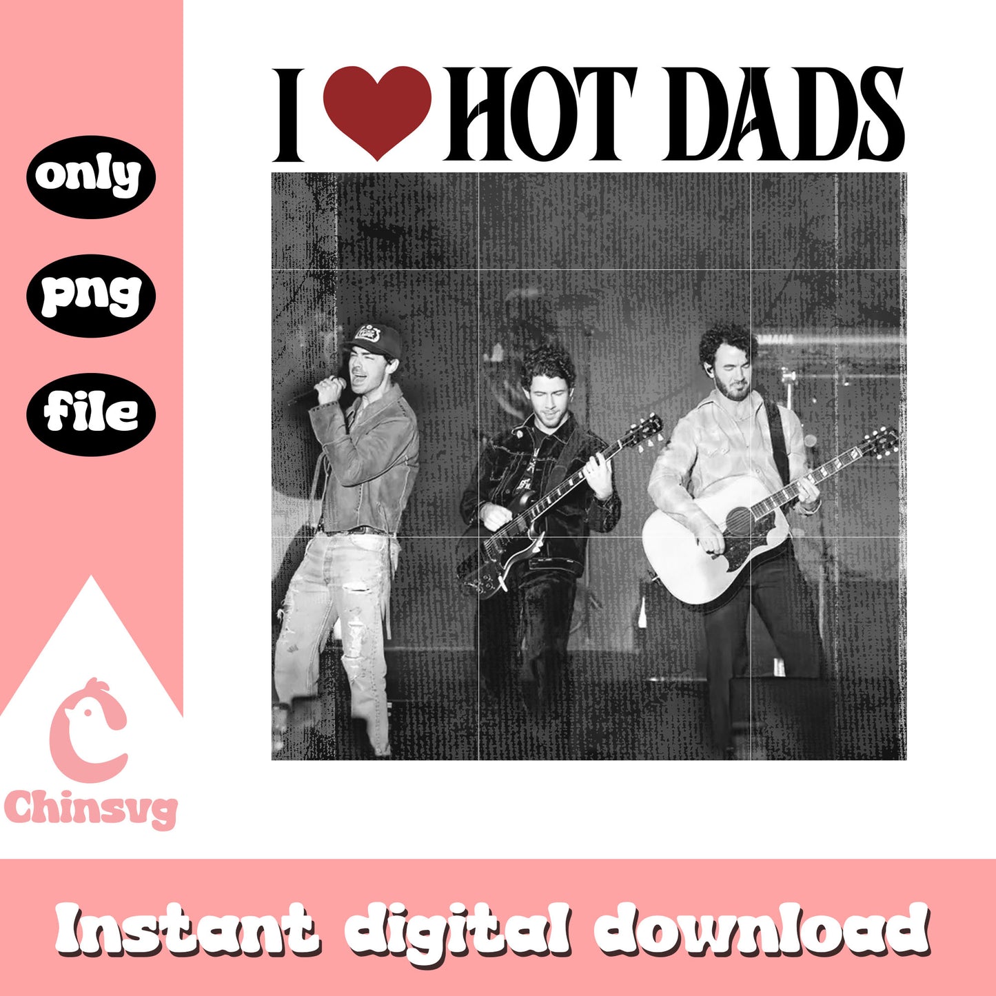 I love dads jonas brothers black white png, jonas band png