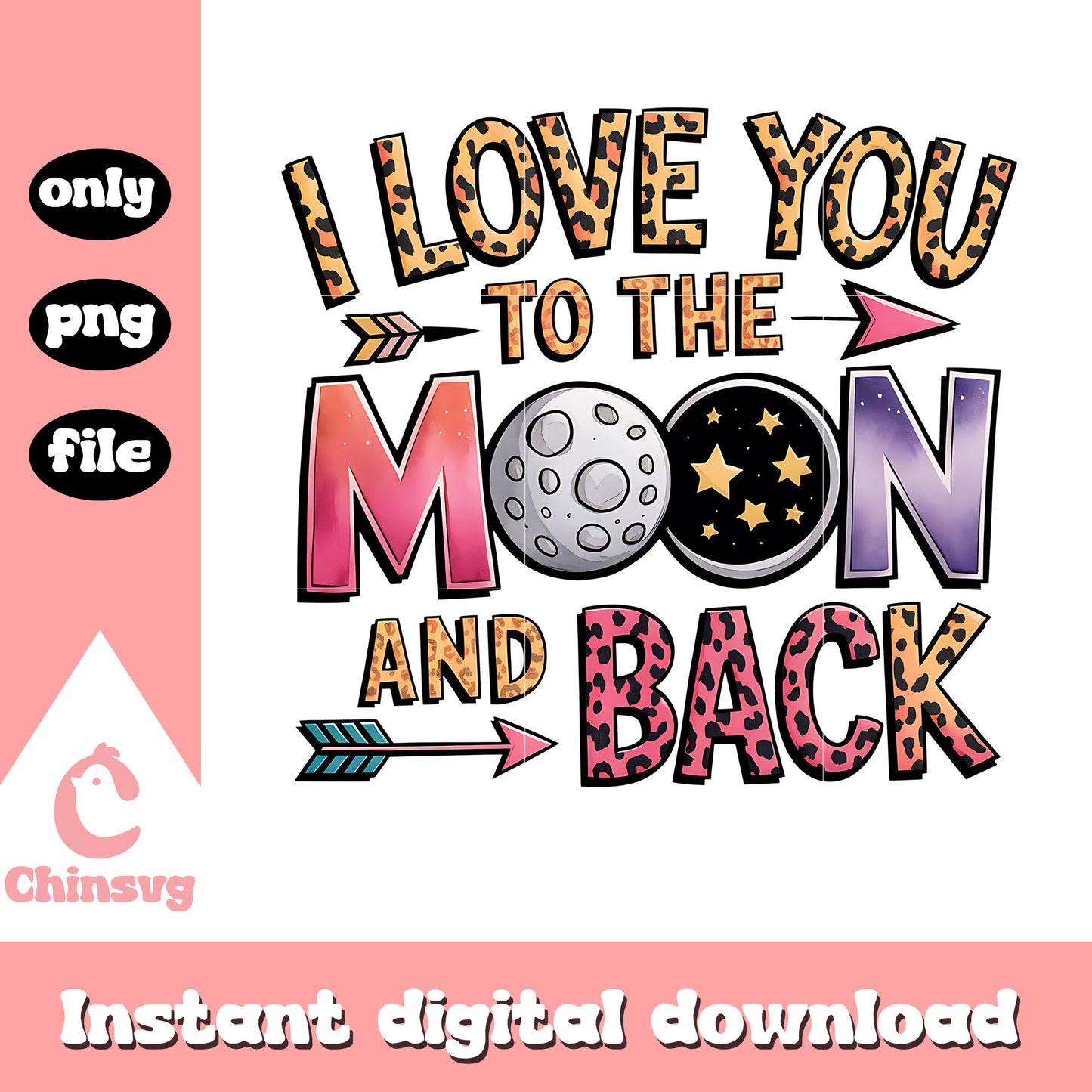 I love you to the moon and back png, quotes png, valentine png