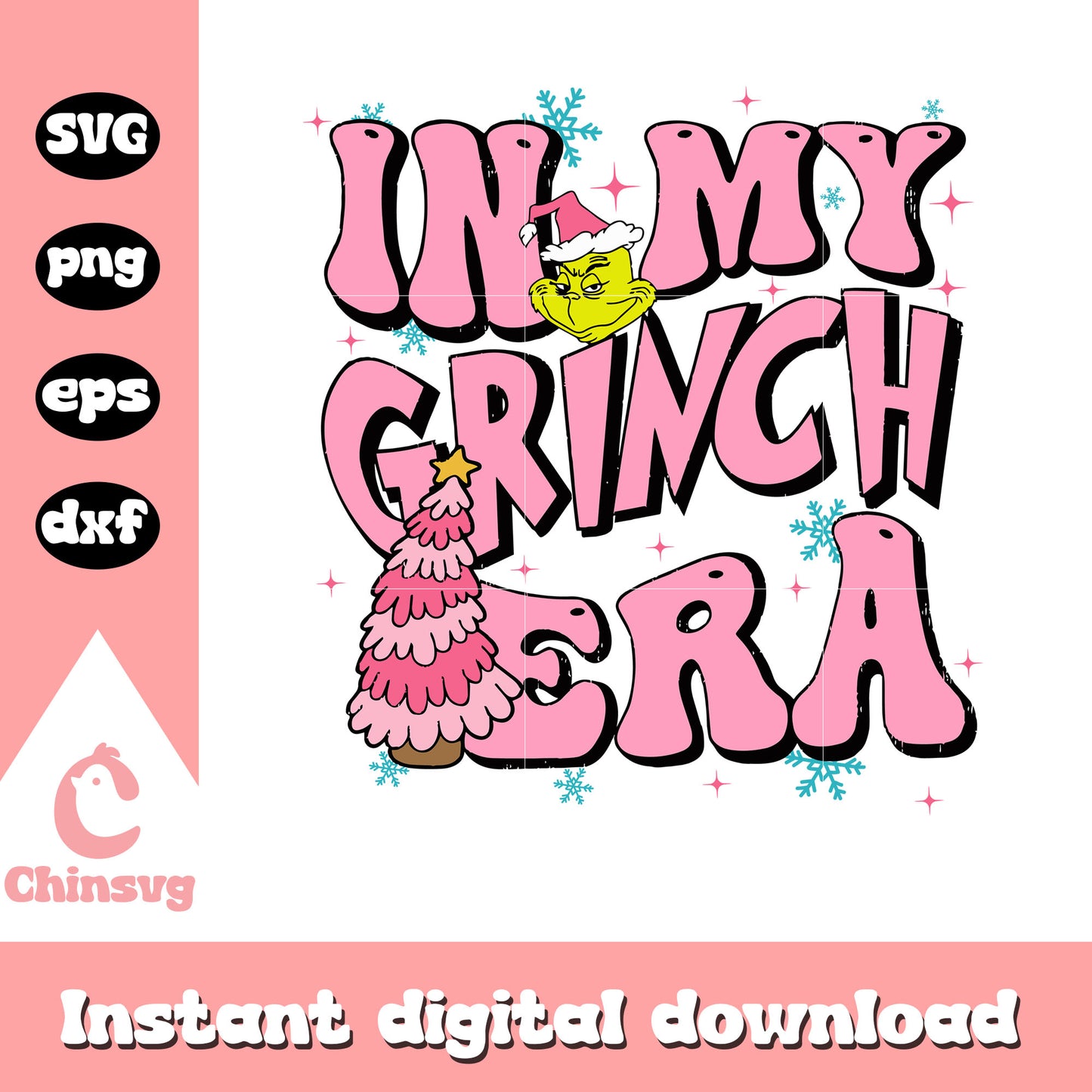 In my grinch era pink christmas tree svg, grinch pink svg