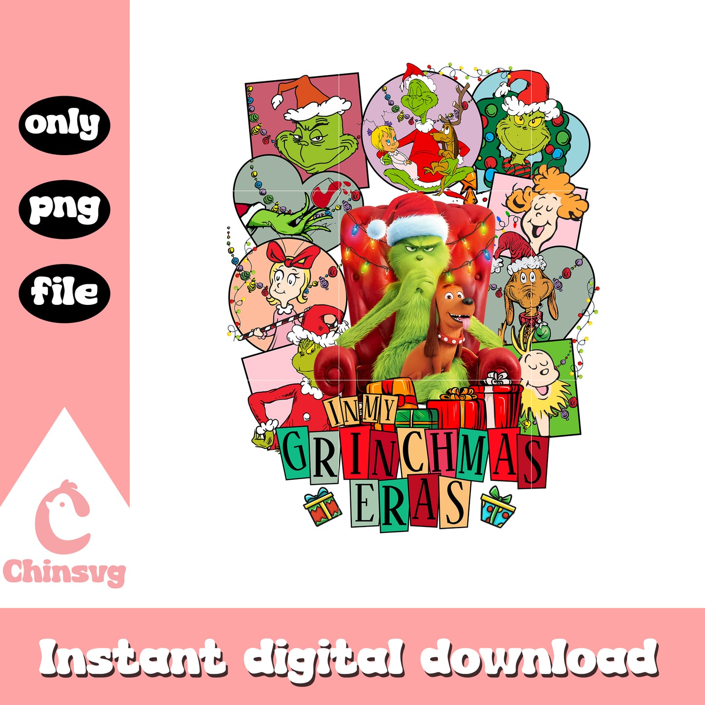 In my grinchmas eras christmas png, merry grinchmas png