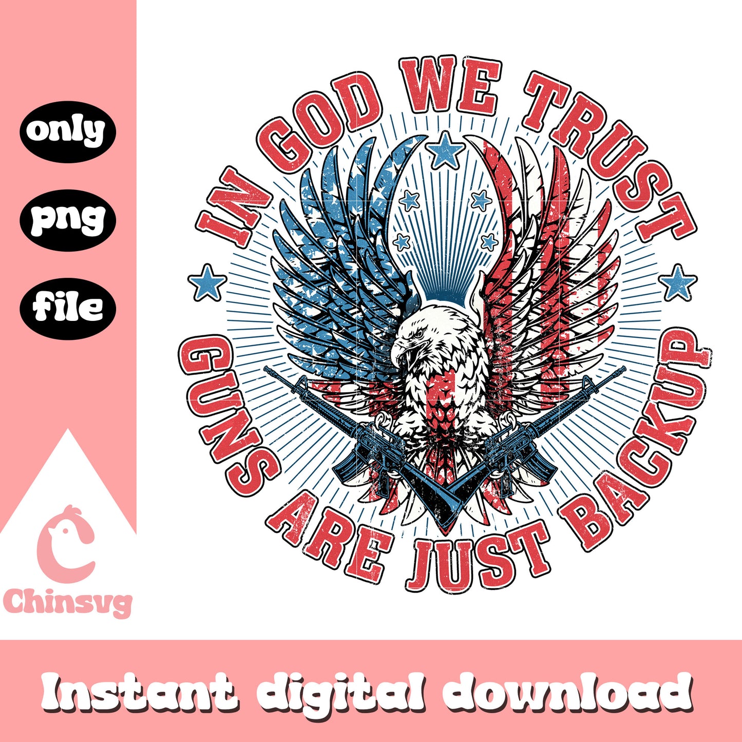 In god we trust vintage eagle png, Guns and eagle logo png