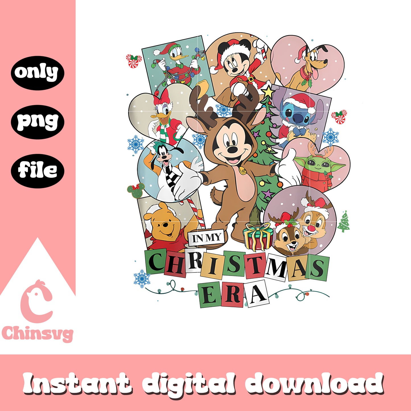 In my christmas era disney cartoon clipart png, disney world png