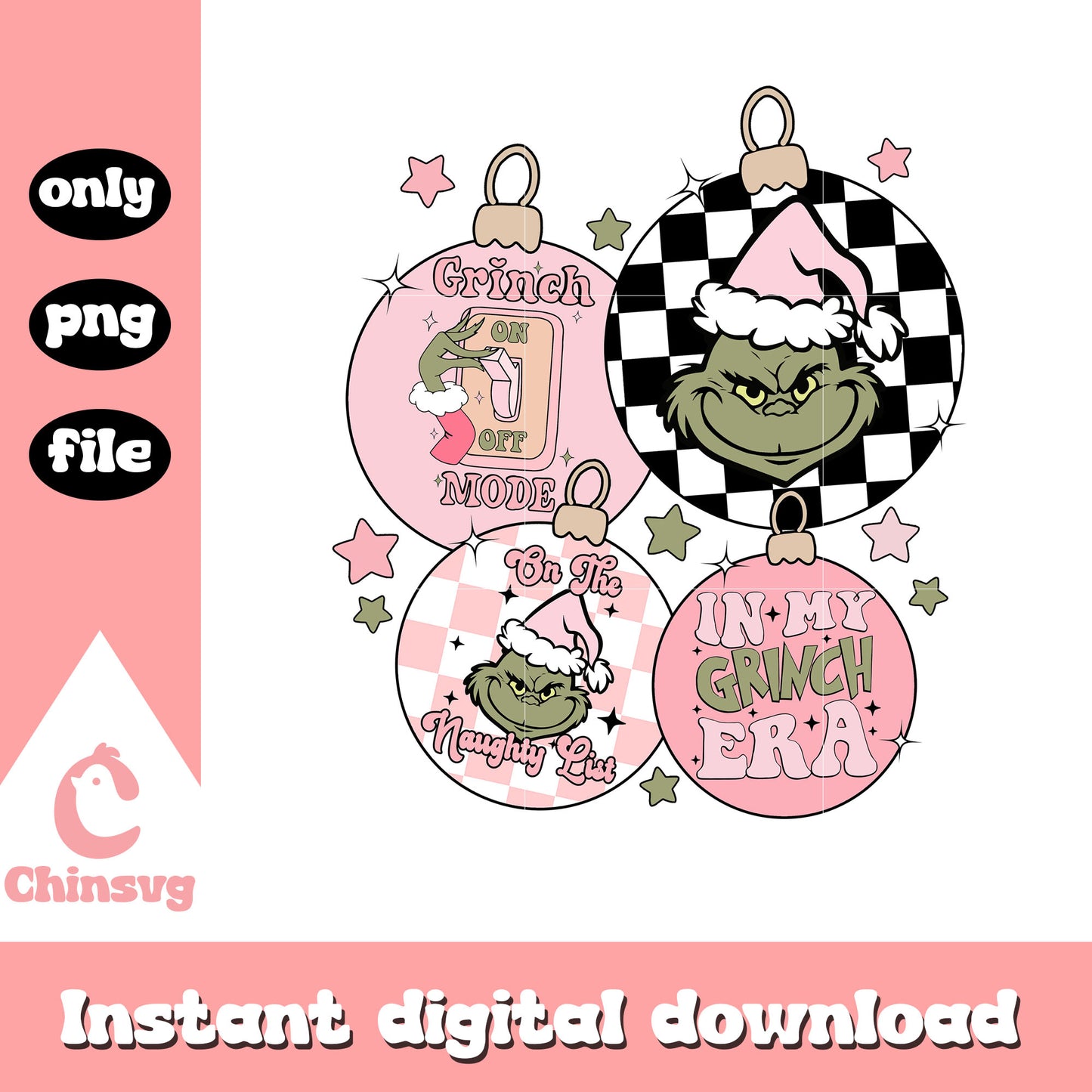 In my grinch era christmas bauble png, grinch ornaments png