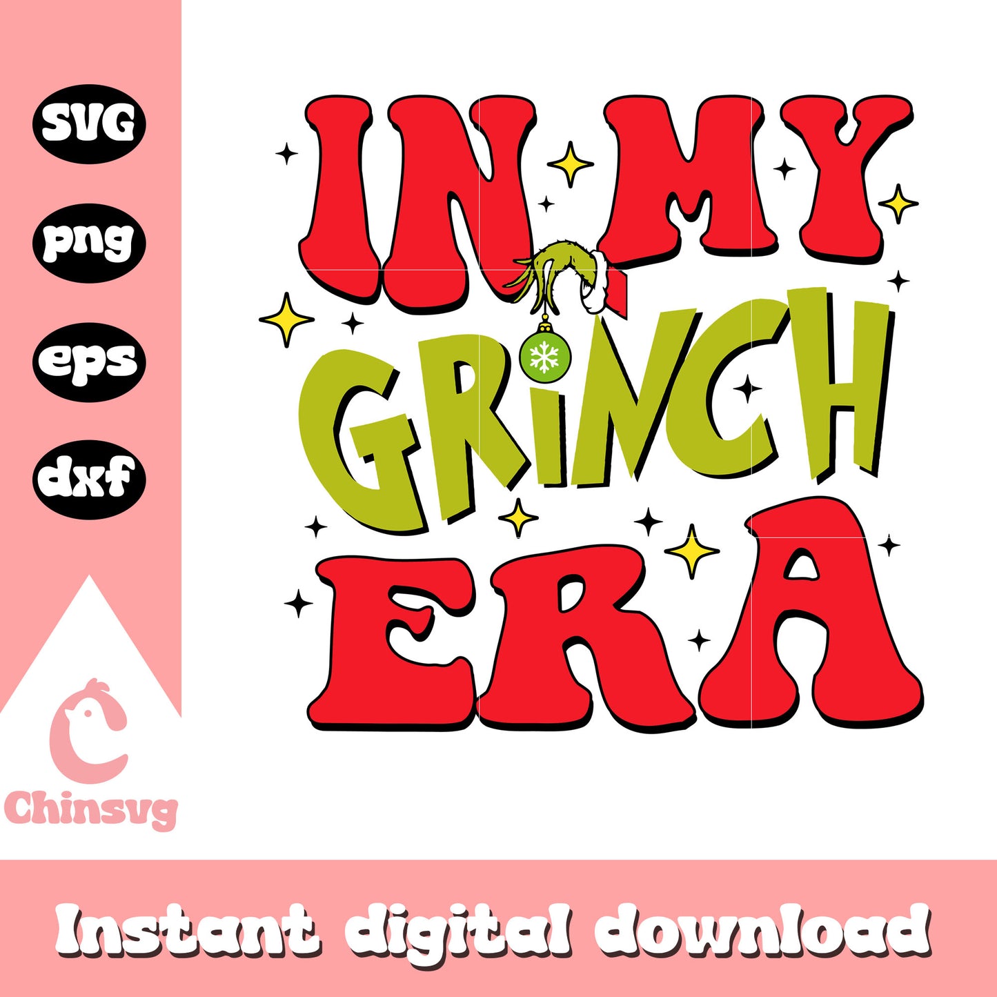 In my grinch era christmas font design svg, the grinch svg