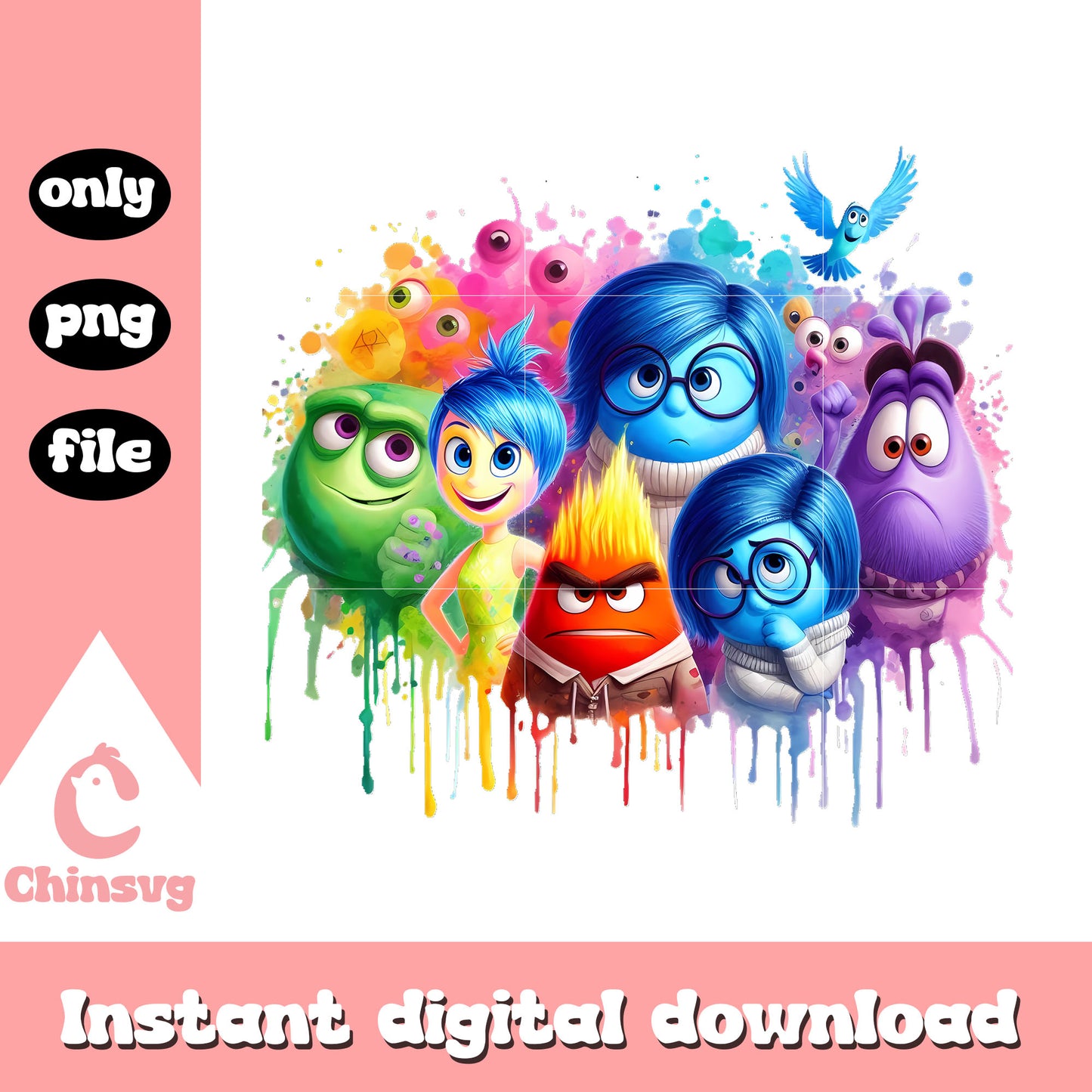 Inside out movie characters design png, disney movies png