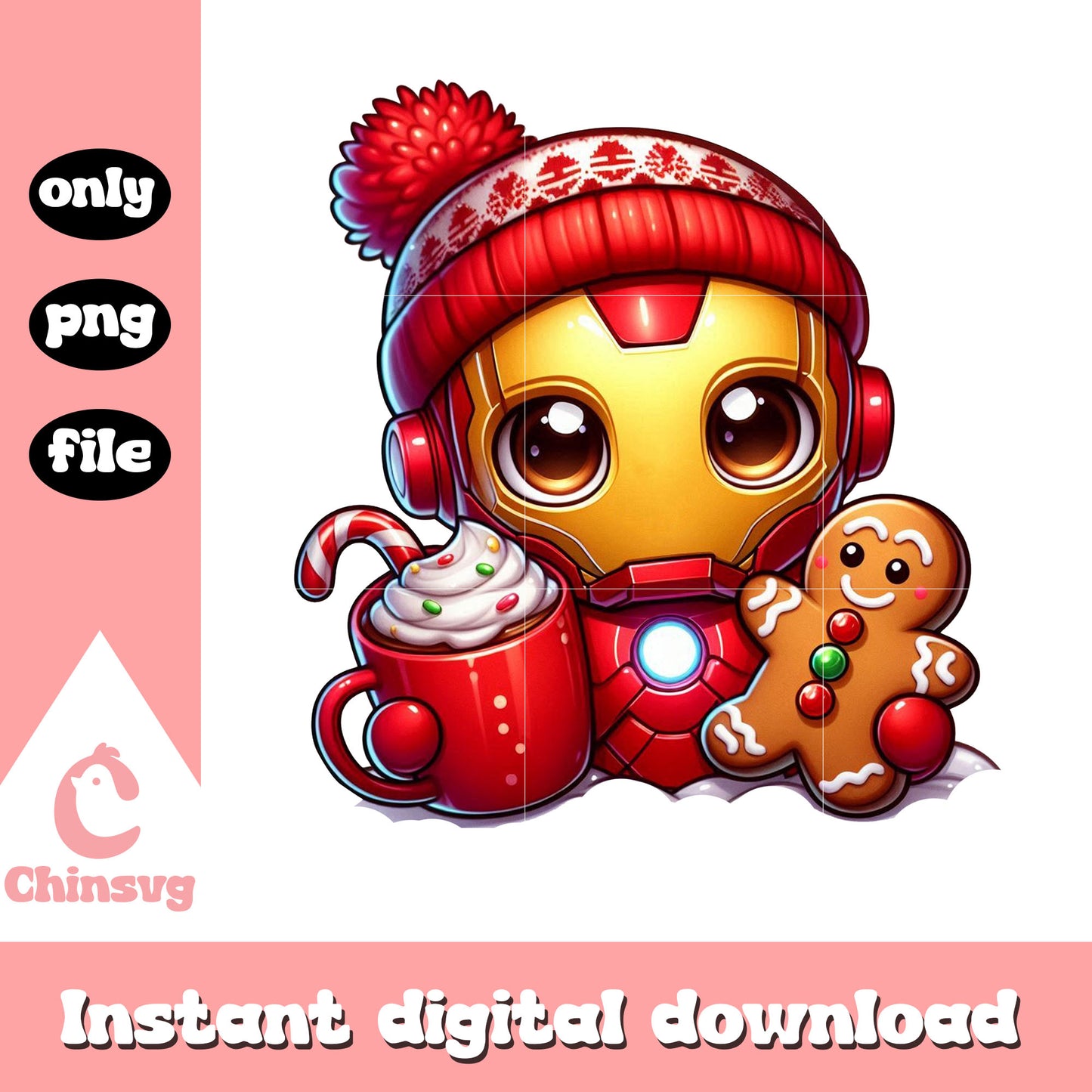 Iron man head christmas dessert png, hot chocolate png