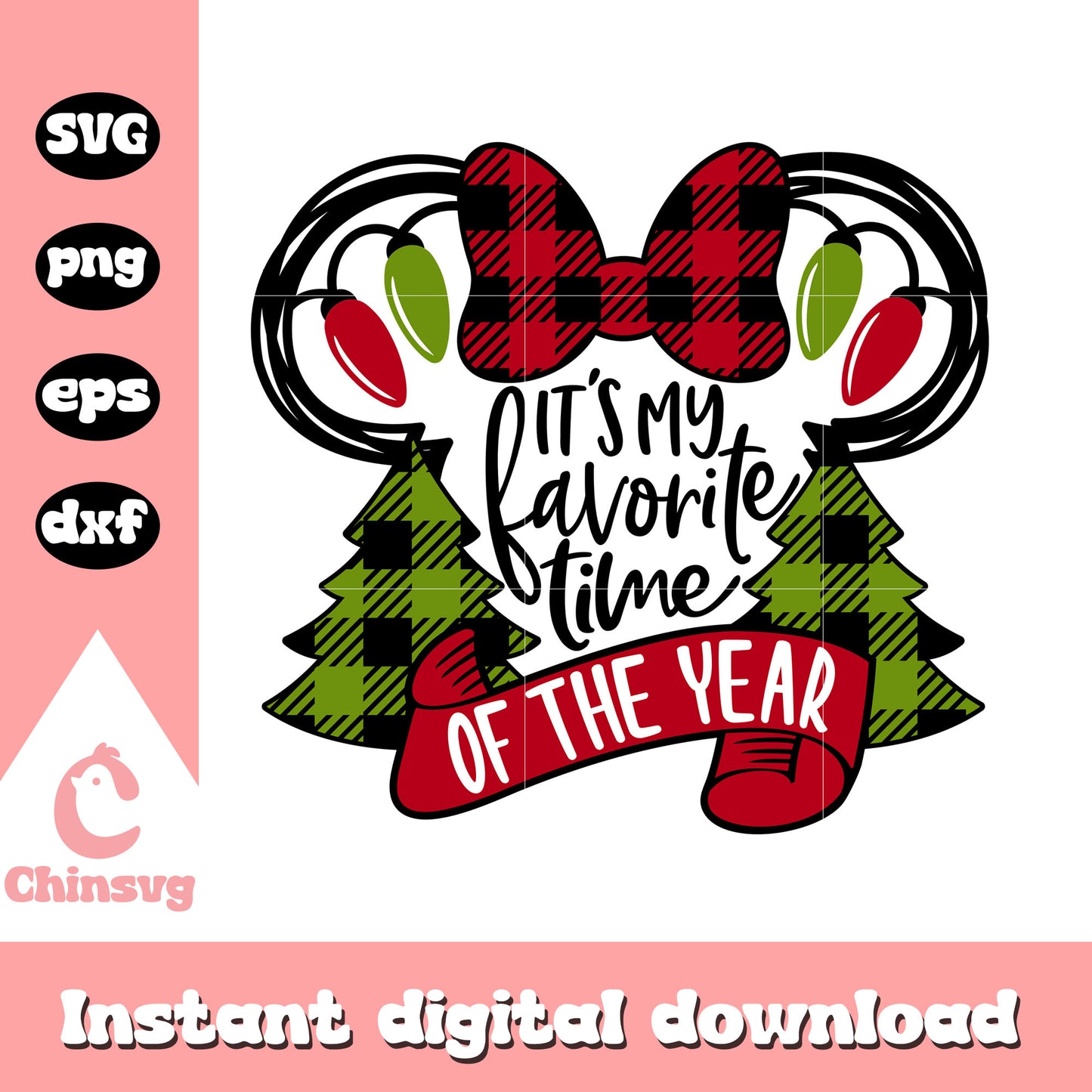 It's my favorite time minnie ears christmas svg, disney christmas ears svg