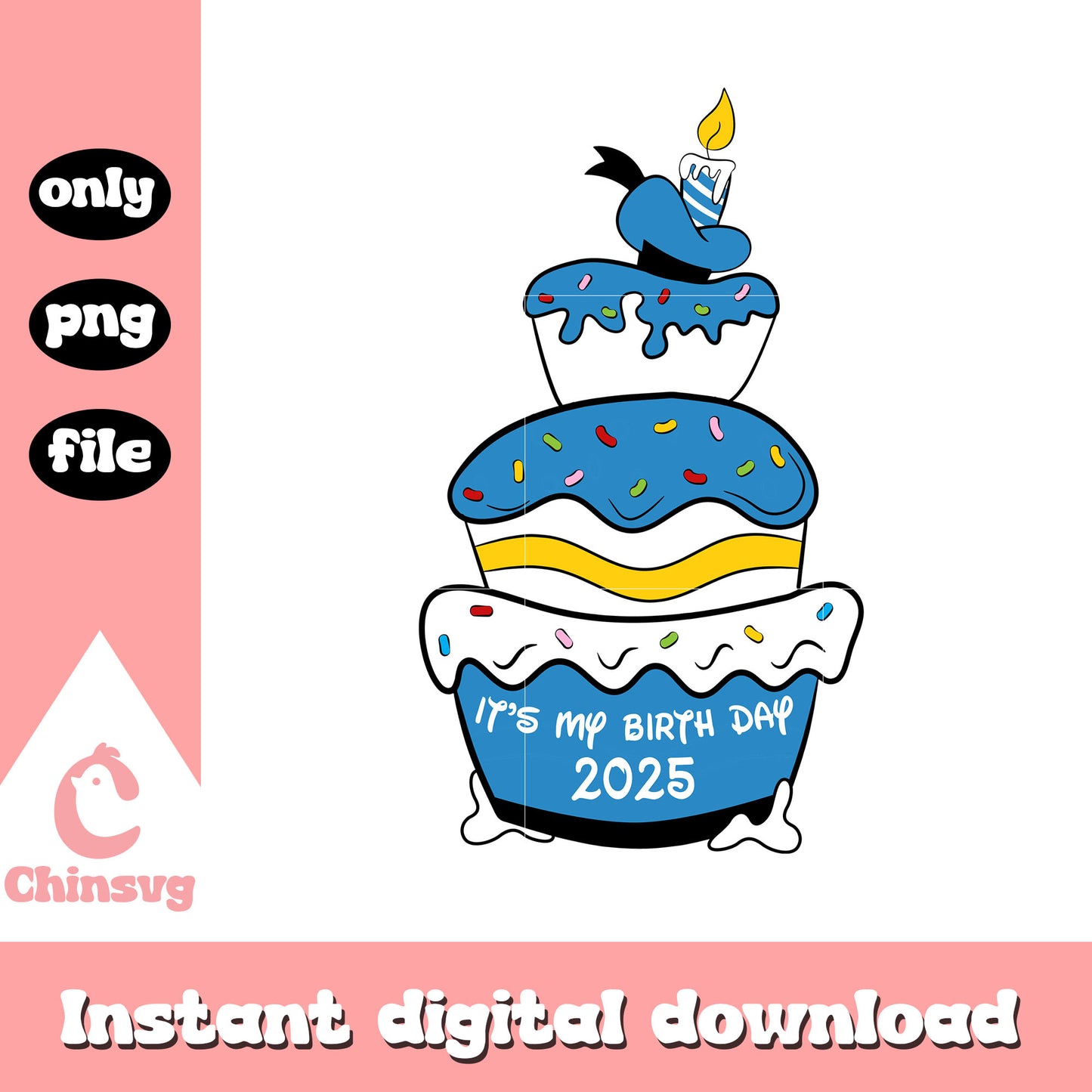 It's my birth day blue decoration png, disney birthday cake png