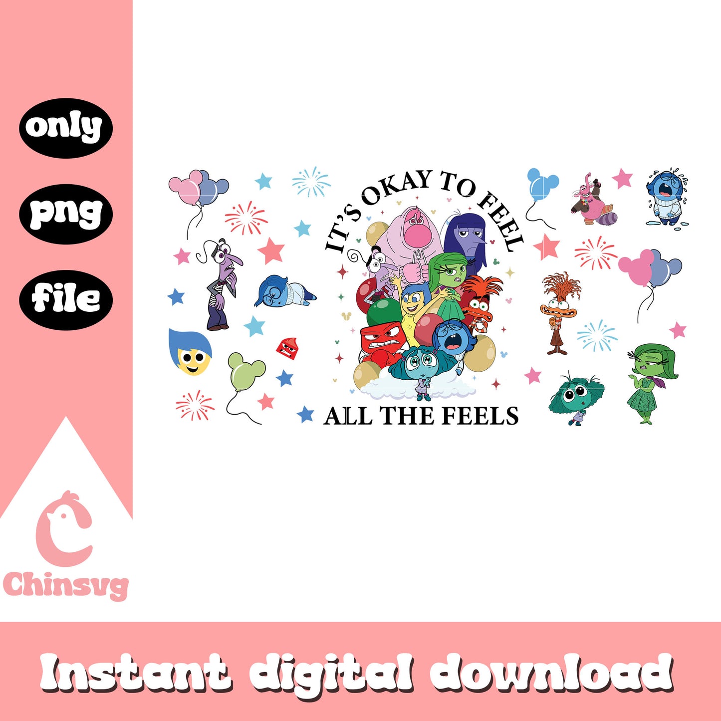 It's ok to feel all teh feel cup wraps png, inside out 2 png