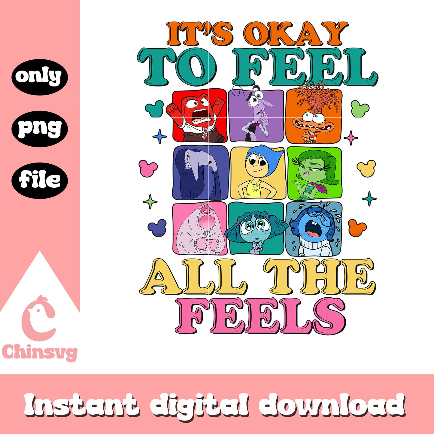 It's ok to feel all the feels character png, inside out 2 disney png