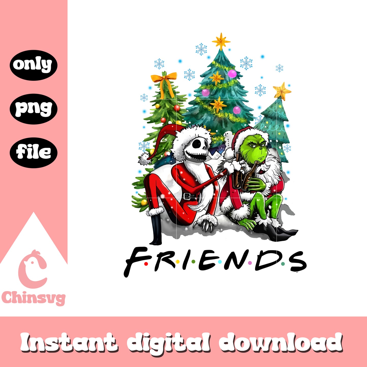 Jack and grinch friends christmas png, jack and the grinch png