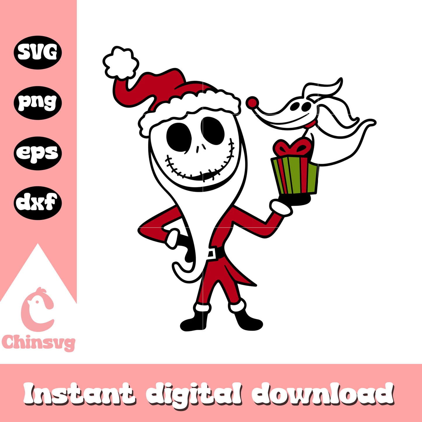 Jack skellington santa claus christmas svg, jack skellington santa svg