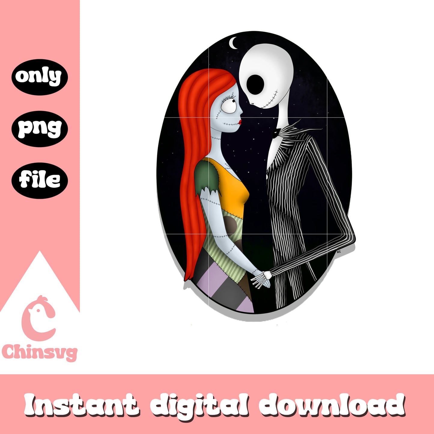 Jack and sally couple design png, jack x sally png