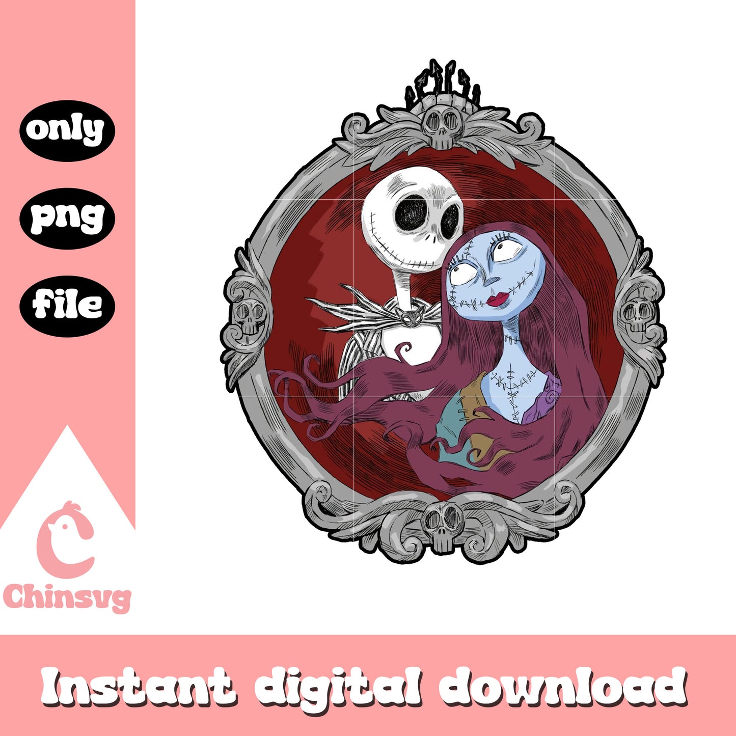 Jack and sally horror couple png, halloween couple png, love png