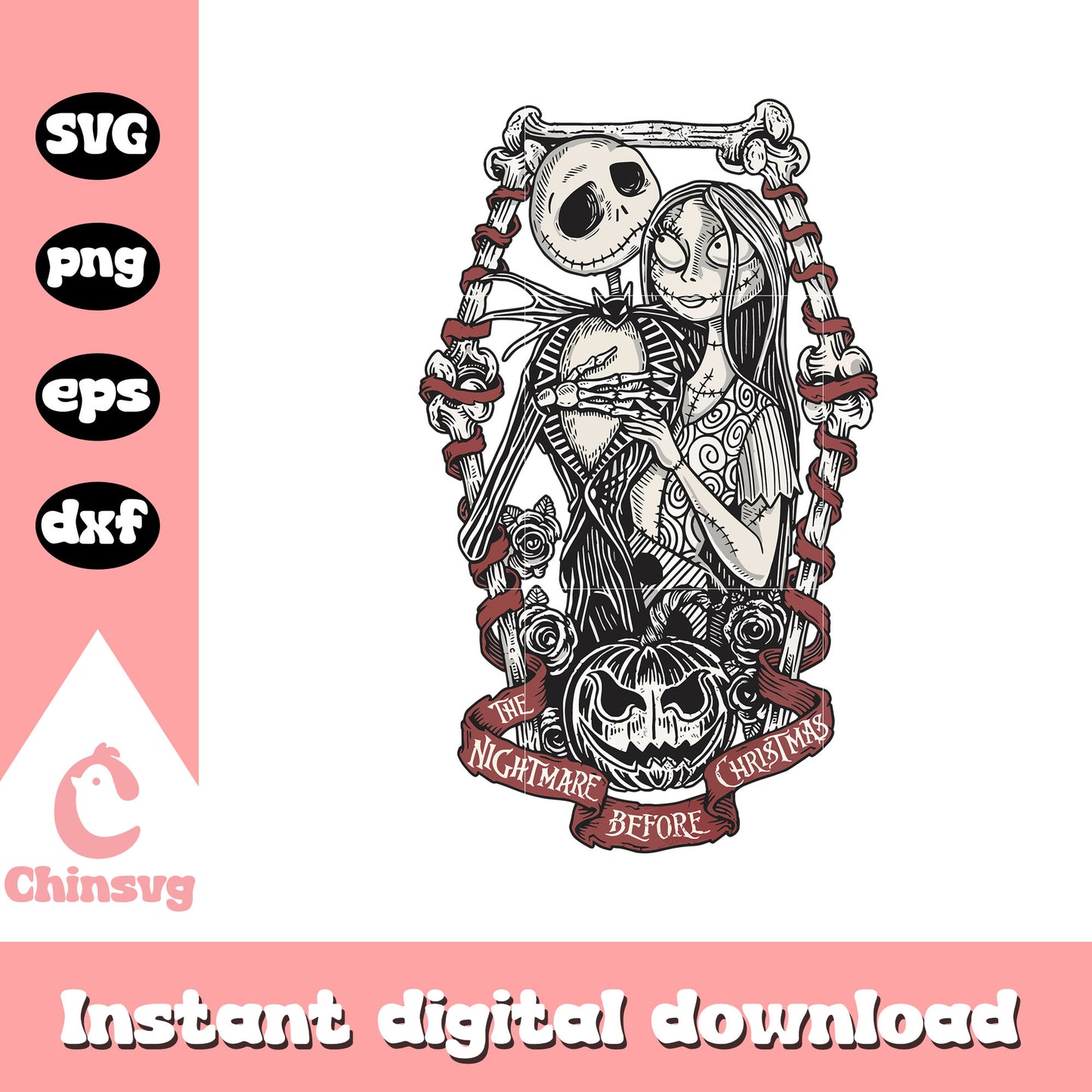 Jack and sally lover svg, horror picture svg, christmas before nightmare svg