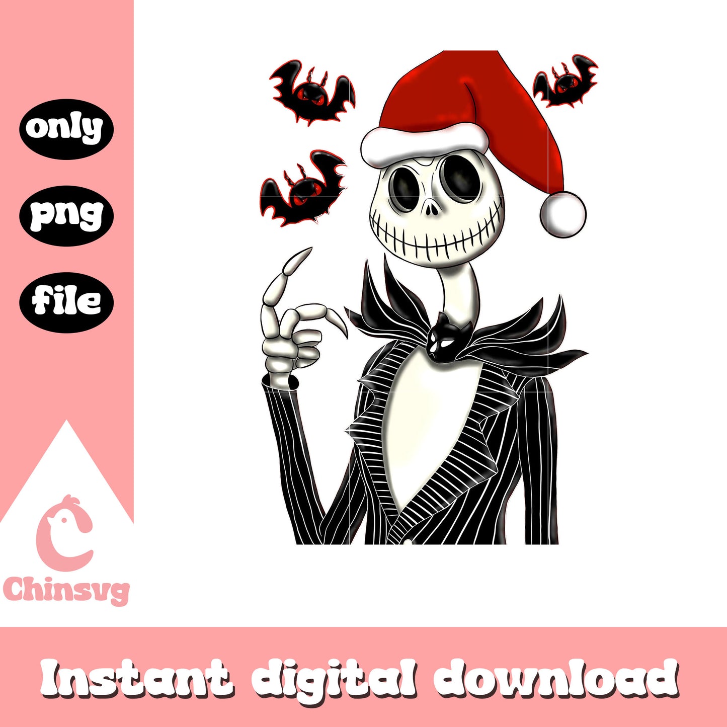 Jack christmas hat design png, jack skellington christmas png