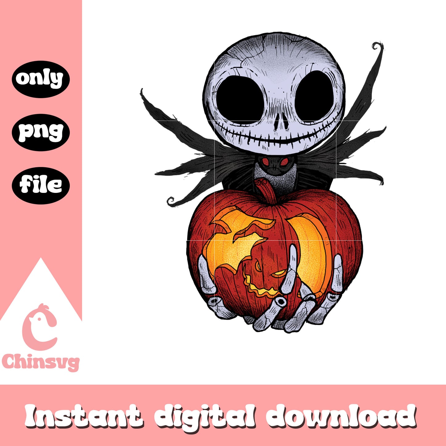 Jack horror pumpkin design png, jack skellington pumpkin png