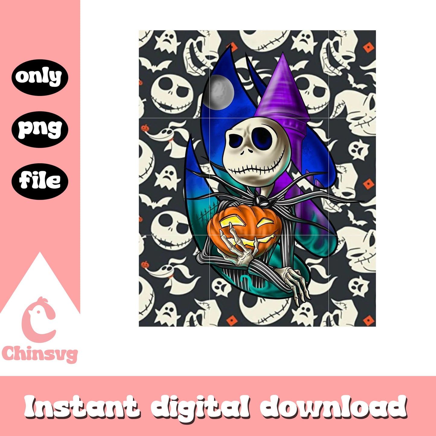 Jack hugging pumpkin png, jack skellington pumpkin king png