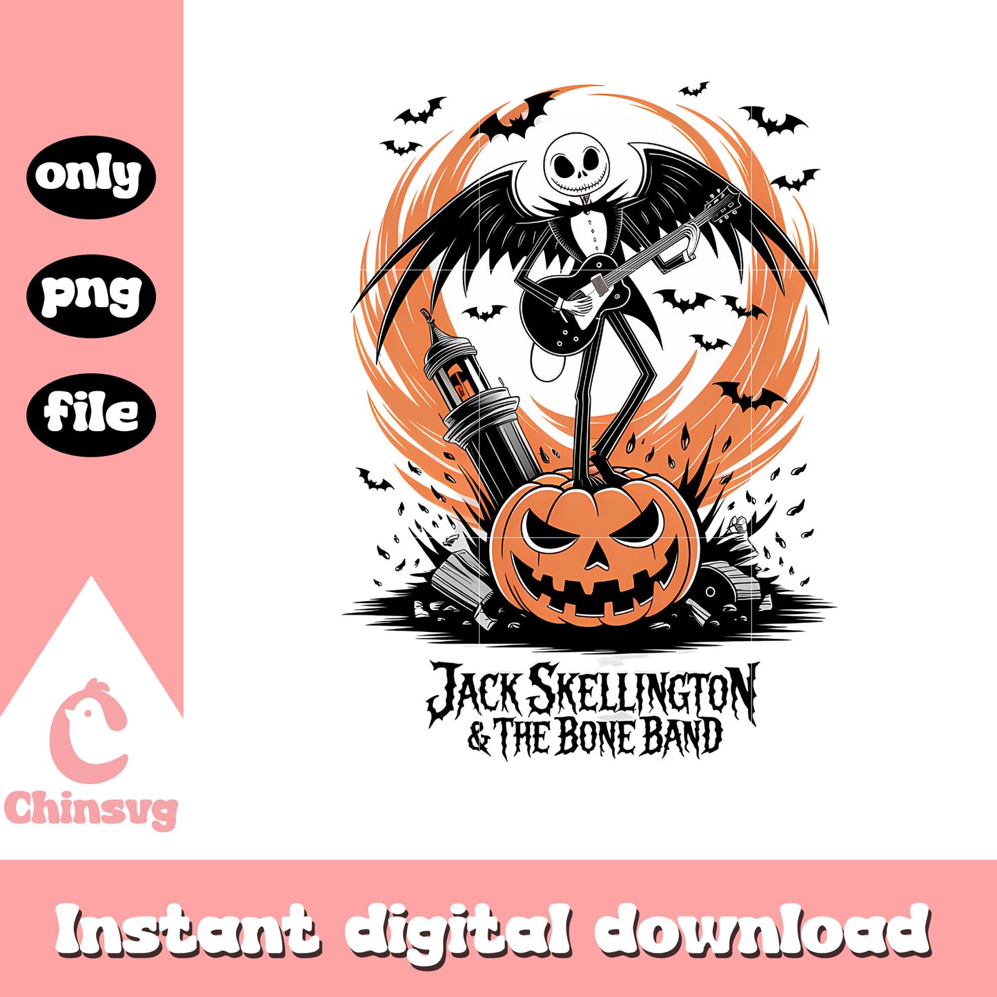 Jack skellington and the bone band png, jack skellington pumpkin png