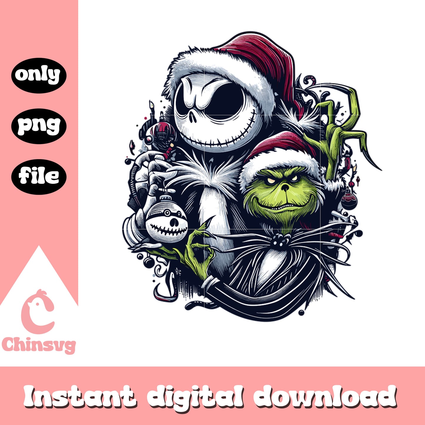 Jack skellington ang the grinch png, the nightmare before christmas png
