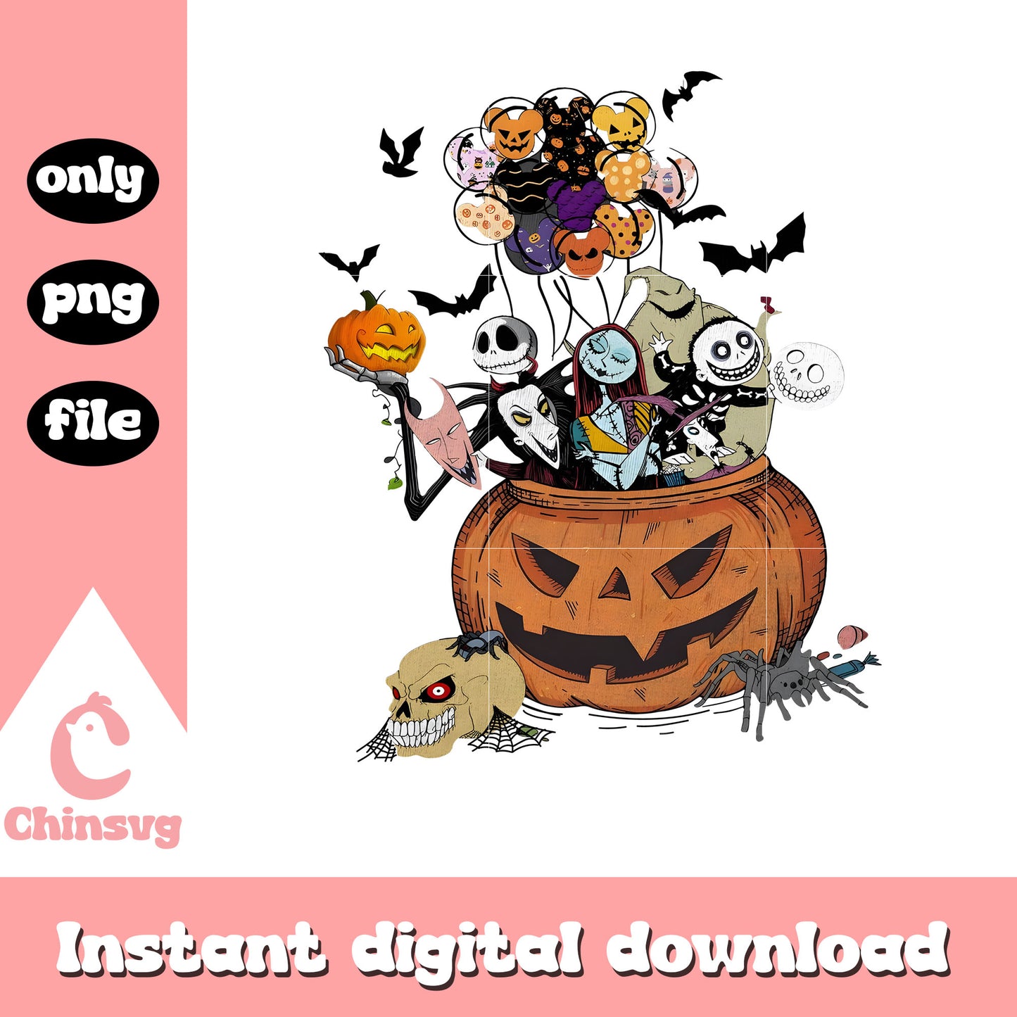 Jack skellington mickey ear balloons design png, jack skellington png